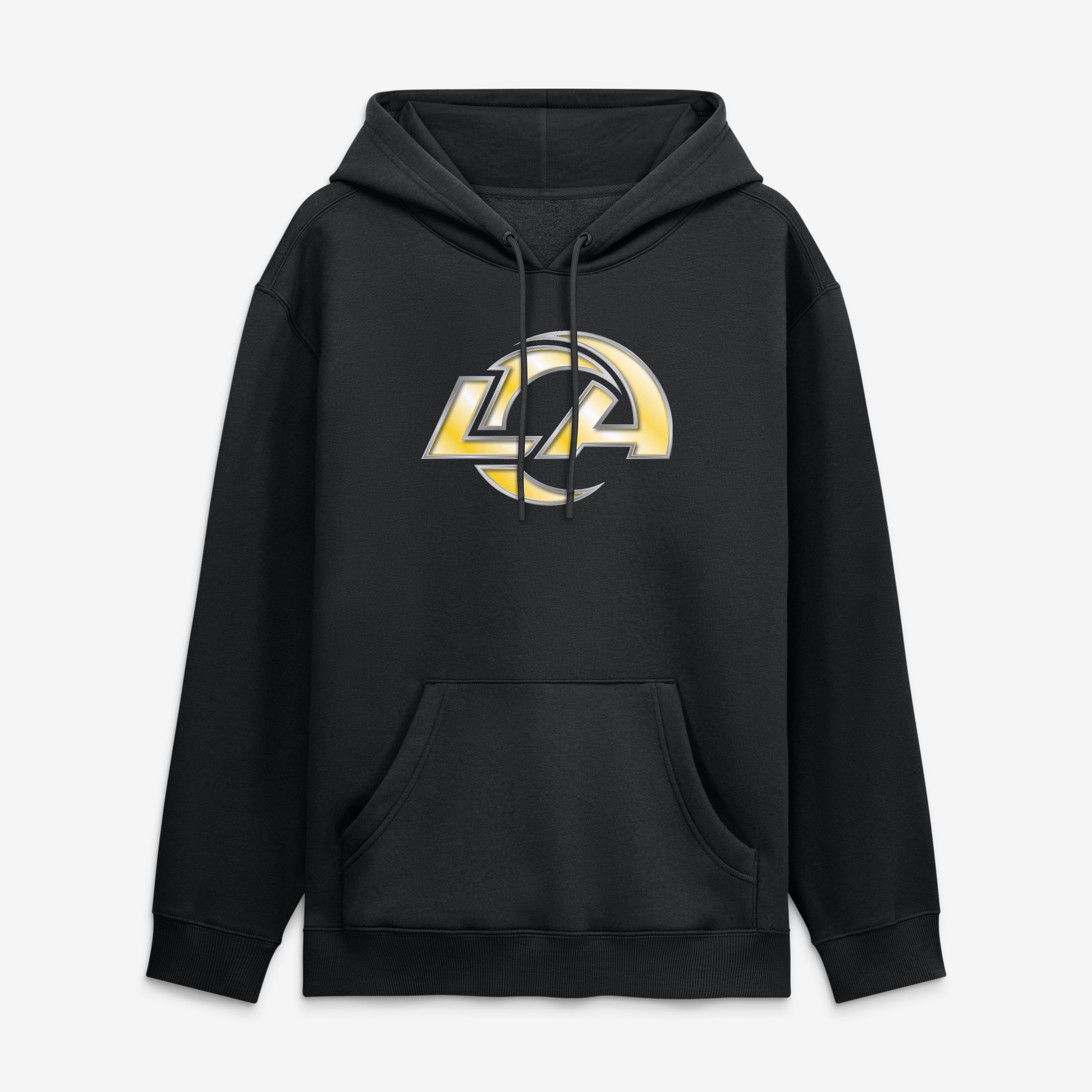 Sweat à capuche noir pour homme avec la mascotte métallique des Rams de Los Angeles