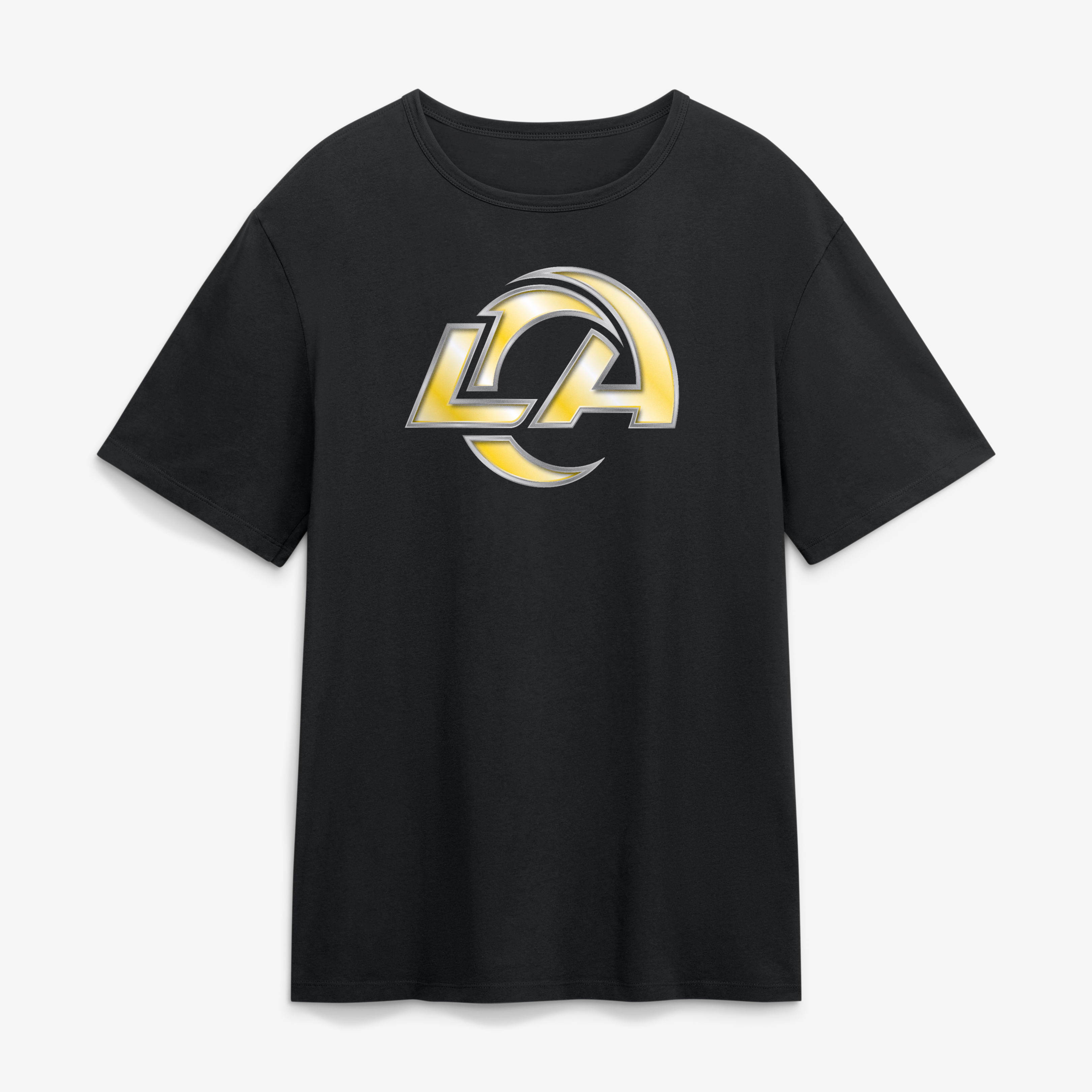 T-shirt noir pour homme Los Angeles Rams avec mascotte métallique