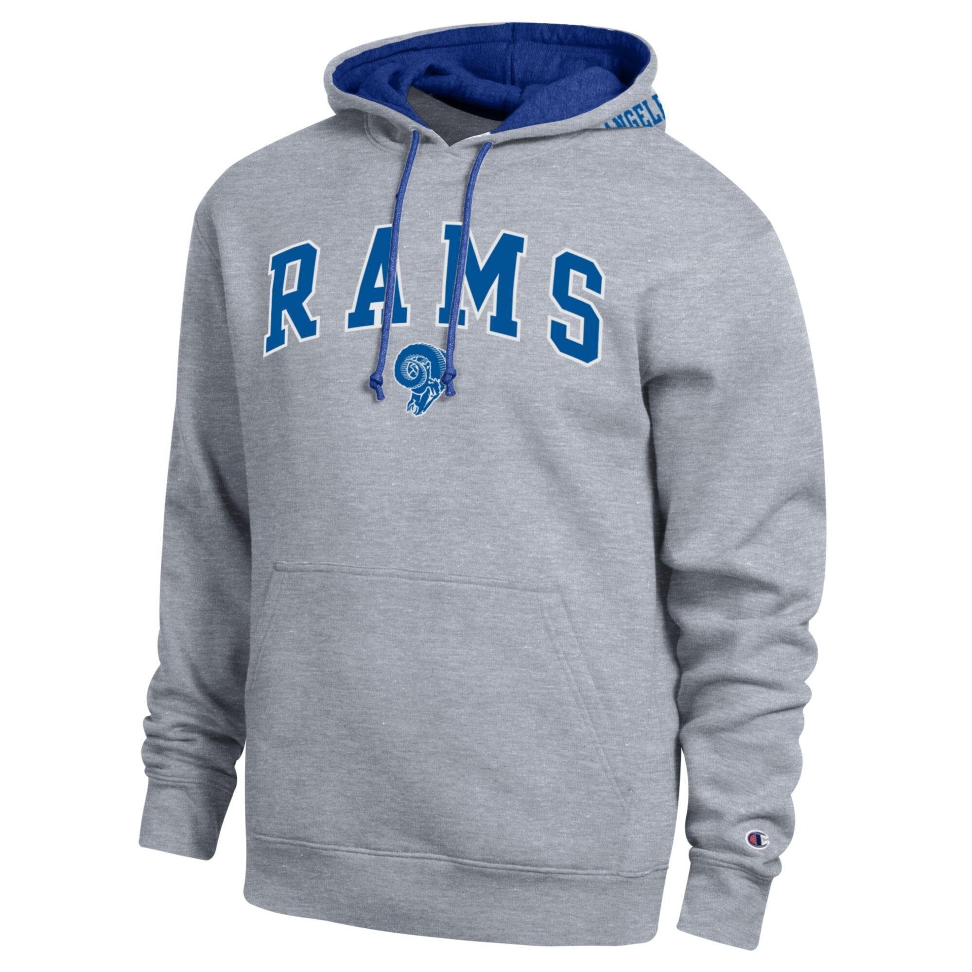 Sweat à capuche contrasté Champion pour homme, gris chiné/bleu roi