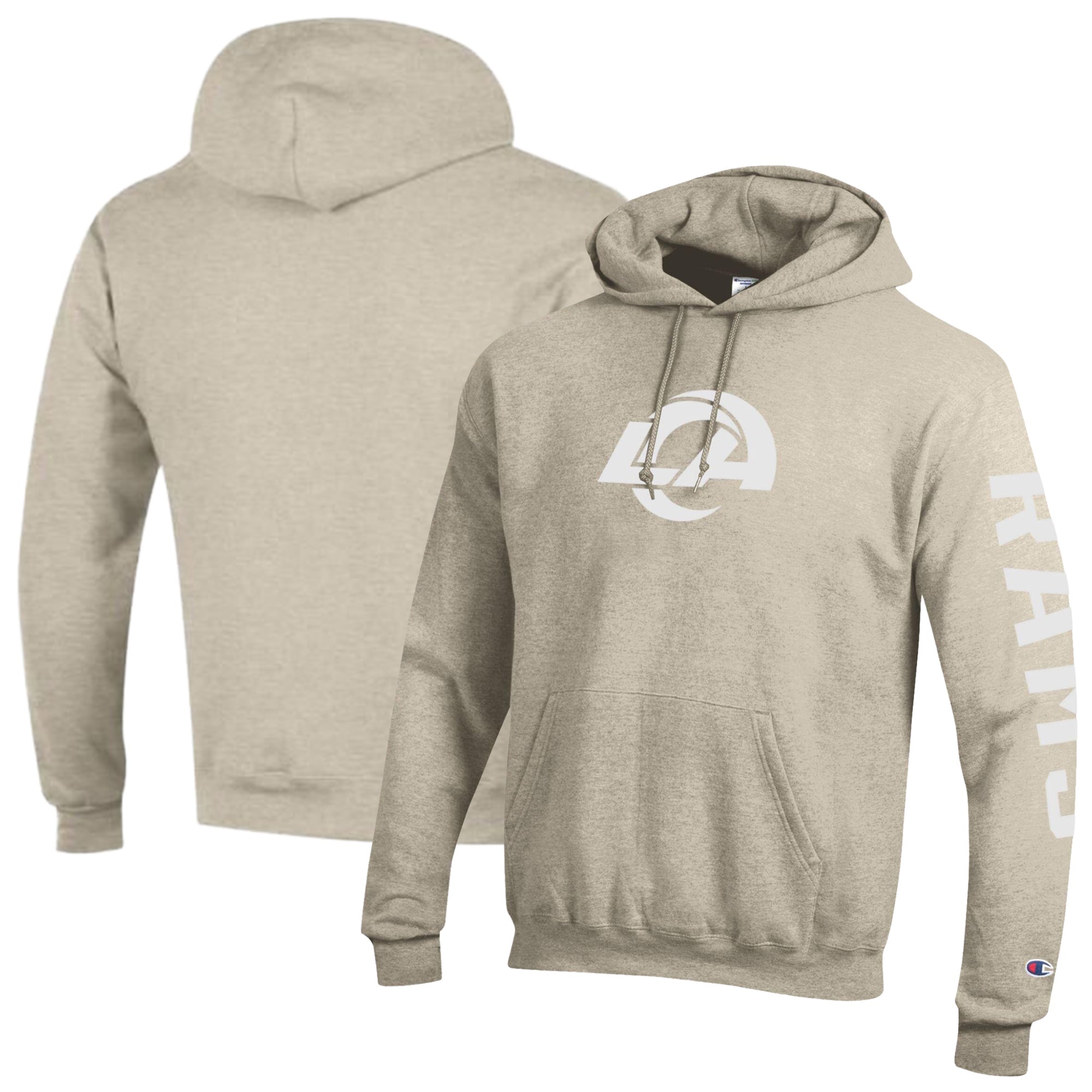 Men's Champion  Oatmeal Los Angeles Rams Powerblend Hoodie
