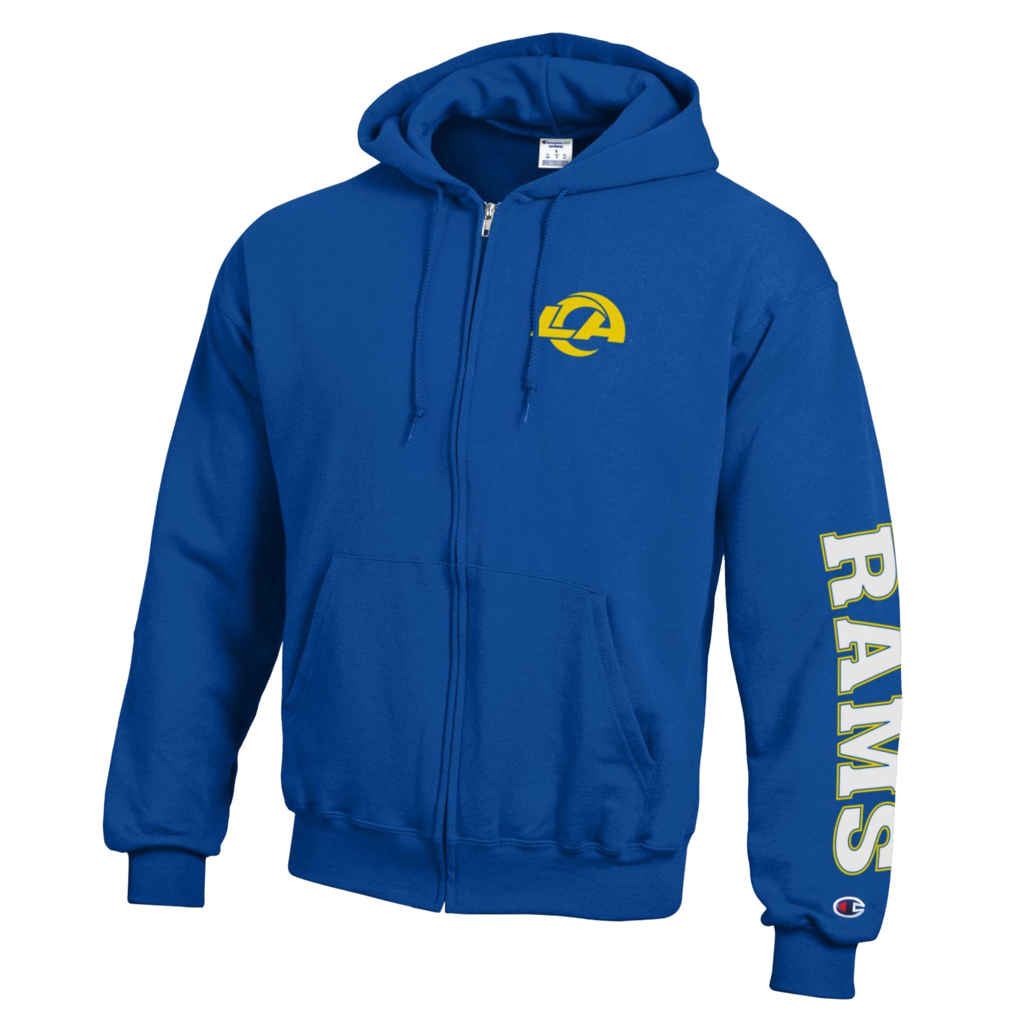 Sweat à capuche zippé Champion Royal Los Angeles Rams en polaire Powerblend pour homme