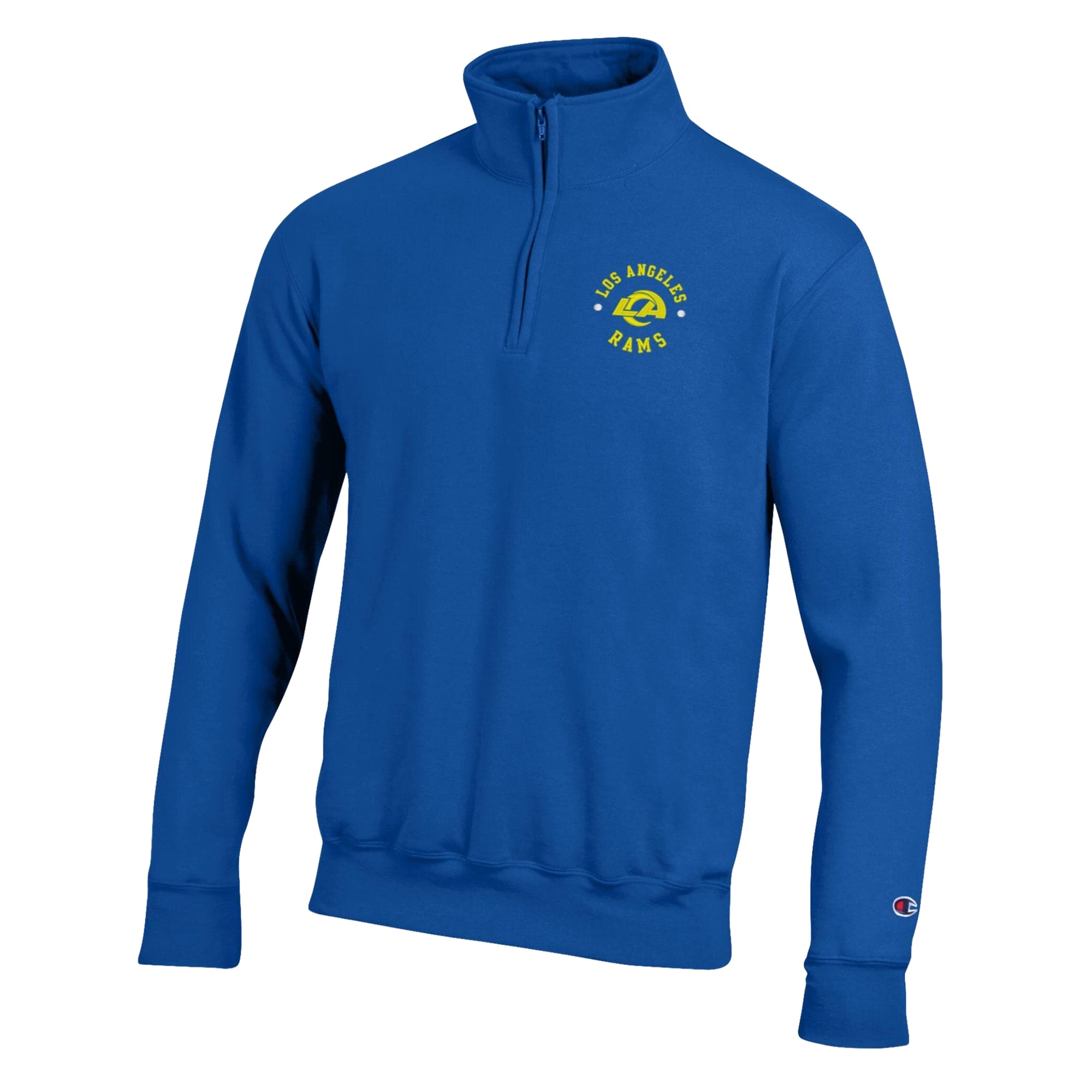 Men's Champion Royal Los Angeles Rams Powerblend Quarter-Zip Pullover