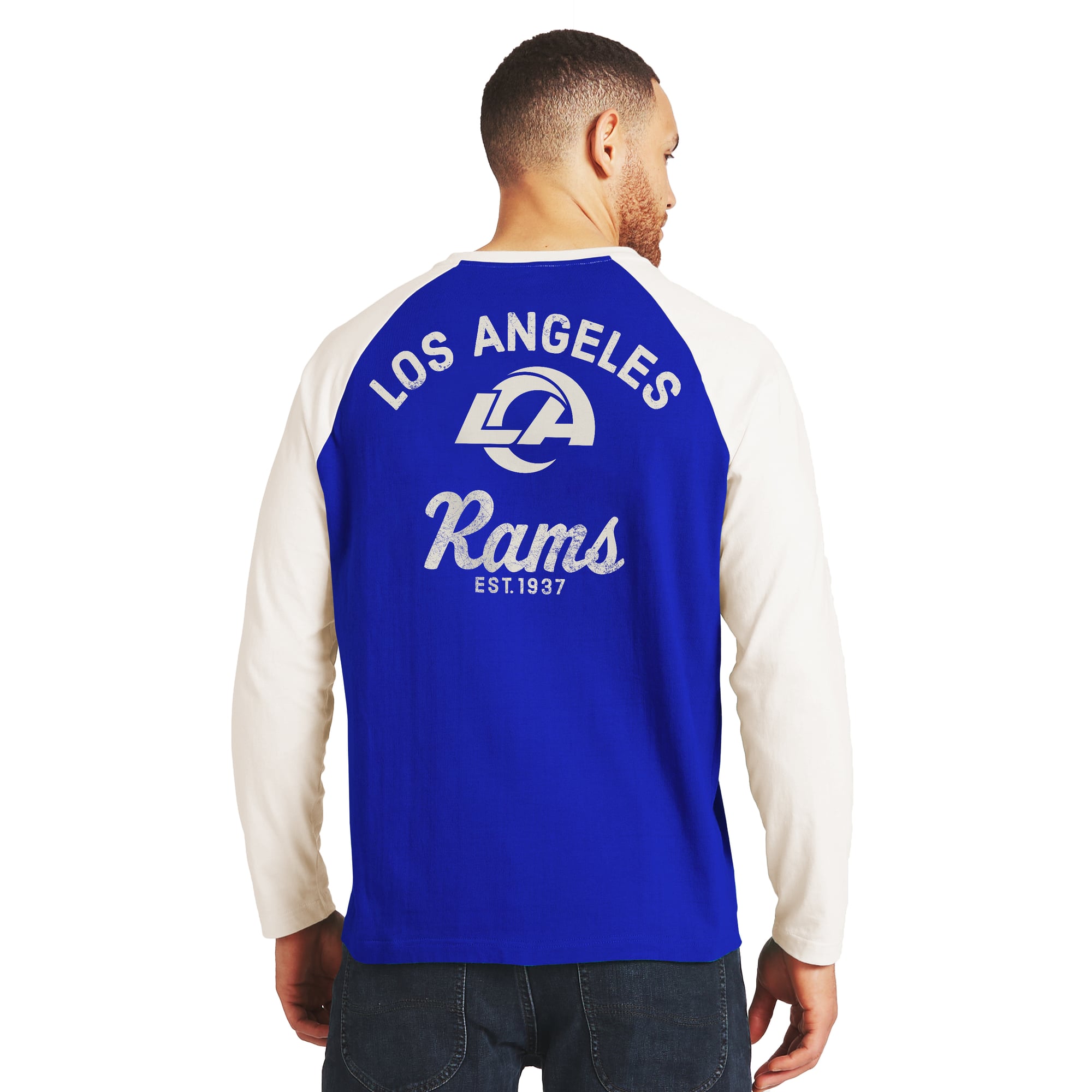 Men's Darius Rucker Collection by Fanatics Royal/Cream Los Angeles Rams Henley Long Sleeve T-Shirt