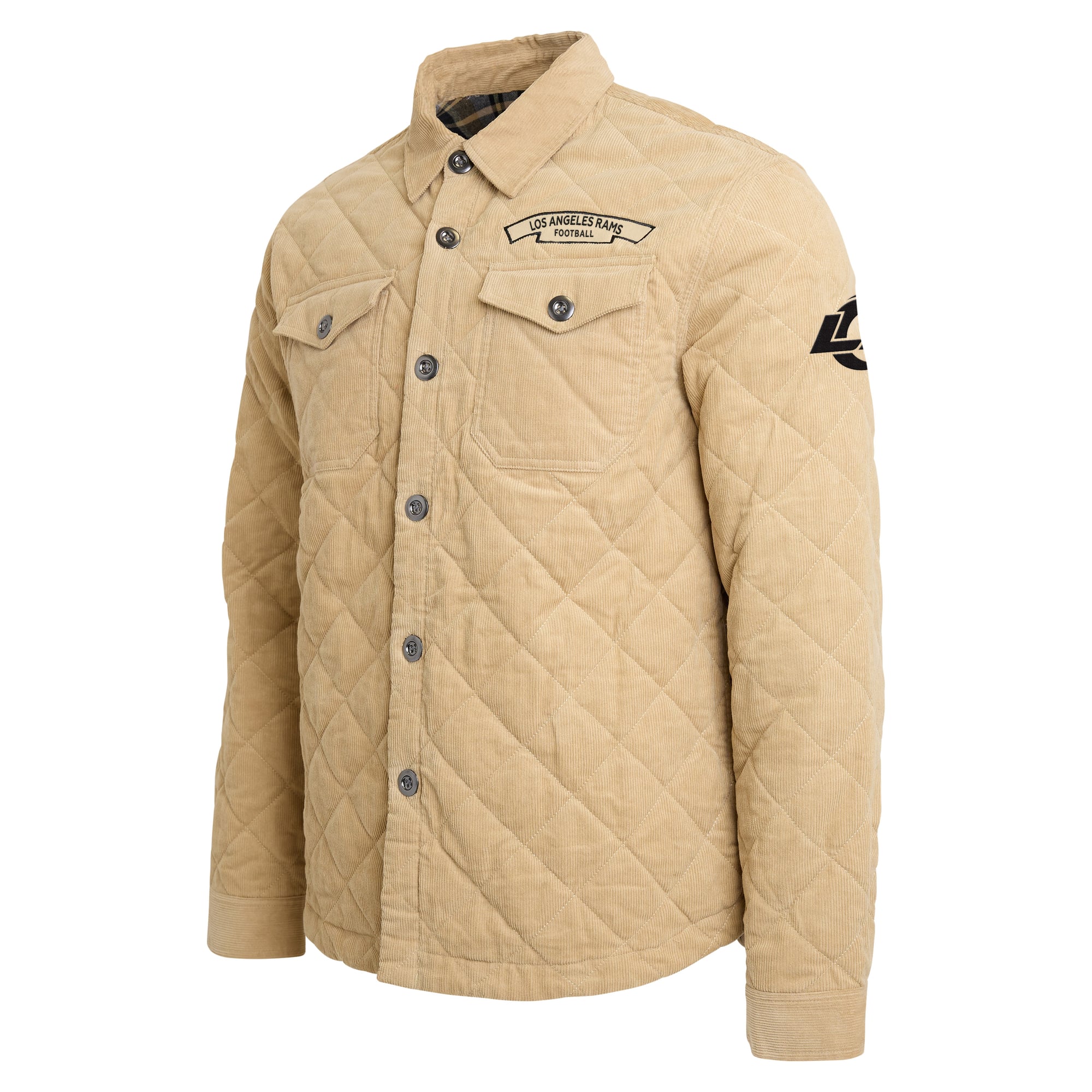 Men's Darius Rucker Collection by Fanatics Tan Los Angeles Rams Button-Up Thin-Wale Corduroy Shacket