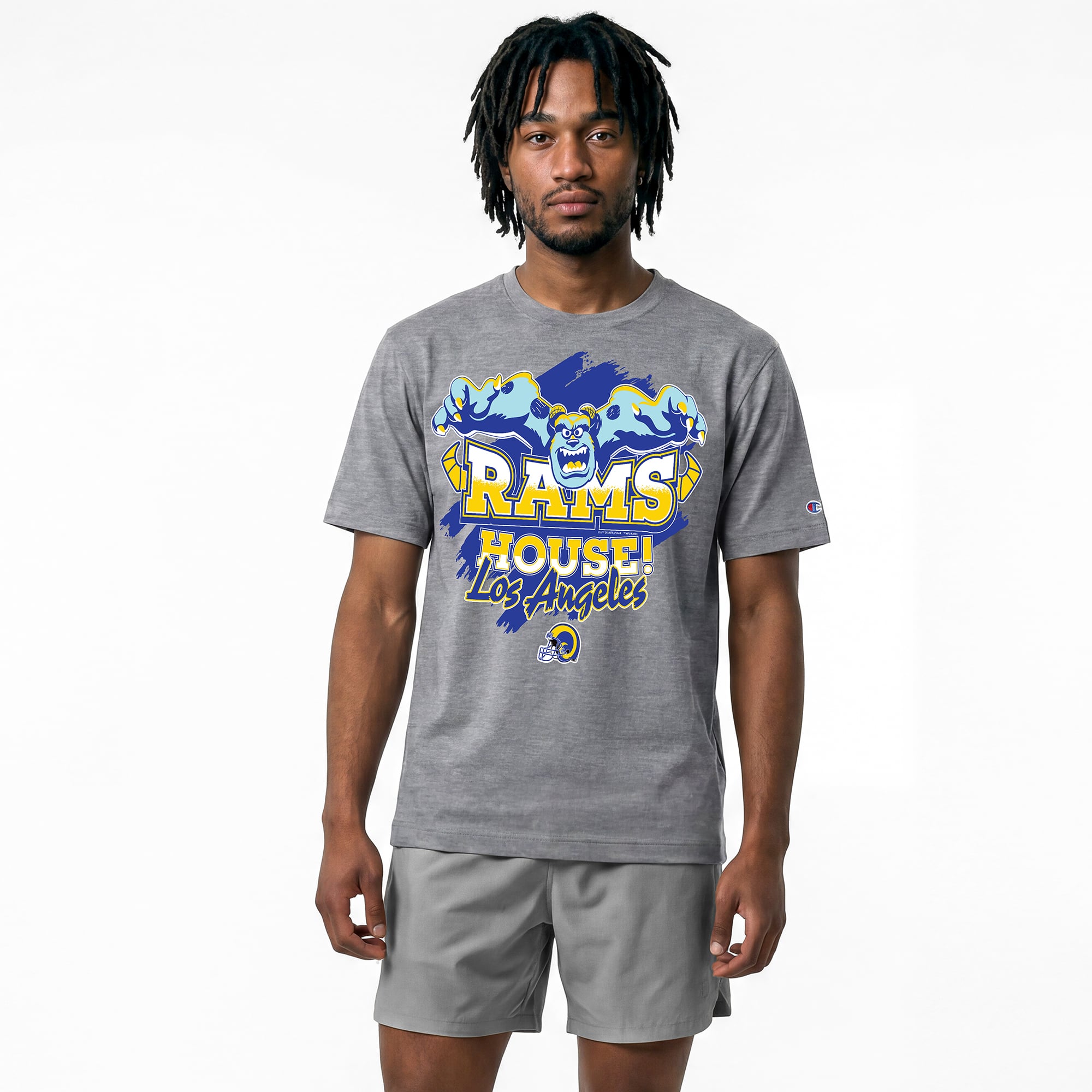 T-shirt homme Disney x Champion gris Los Angeles Rams Sulley All-Star