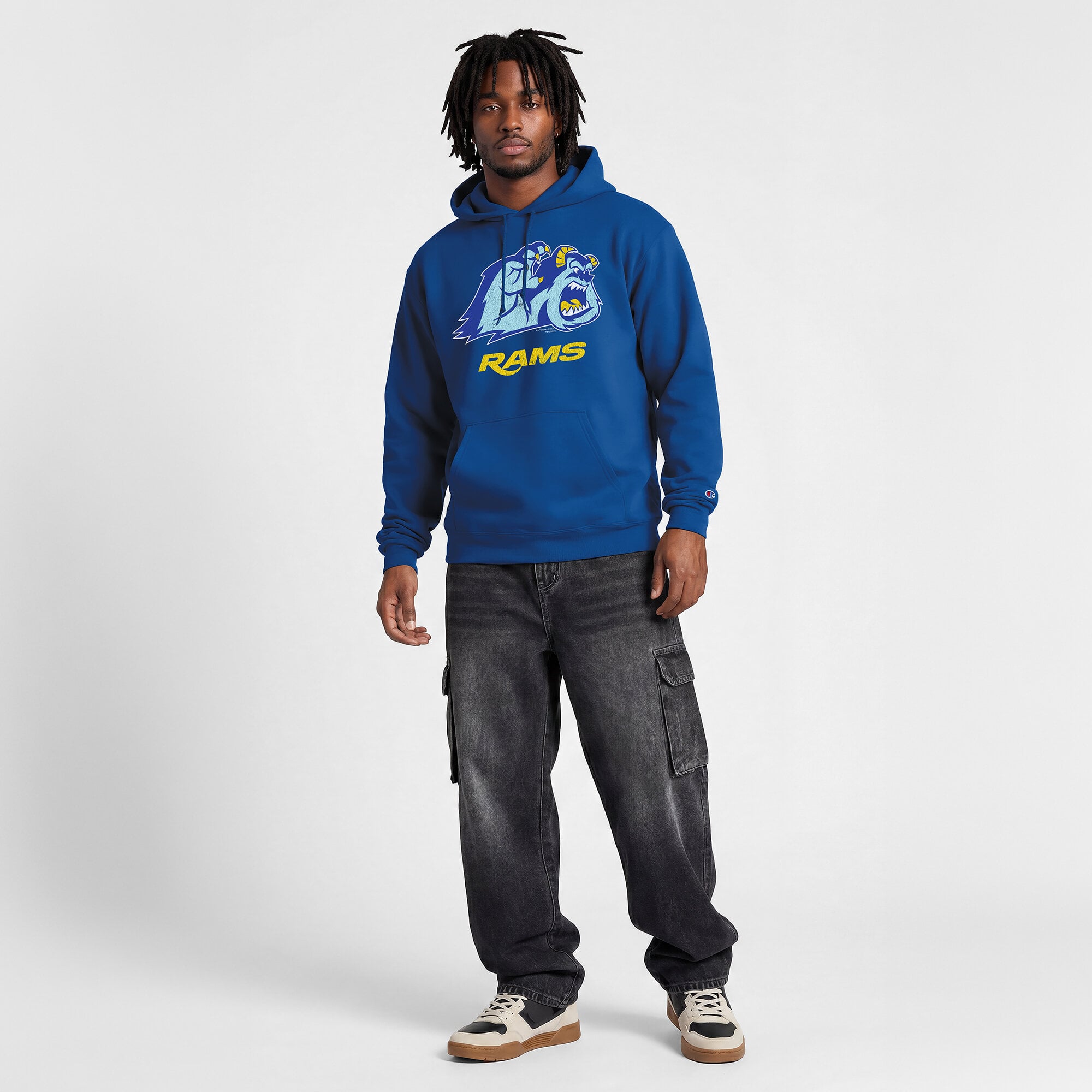Sweat-shirt à capuche intégral Disney x Champion Royal Los Angeles Rams Powerblend pour homme