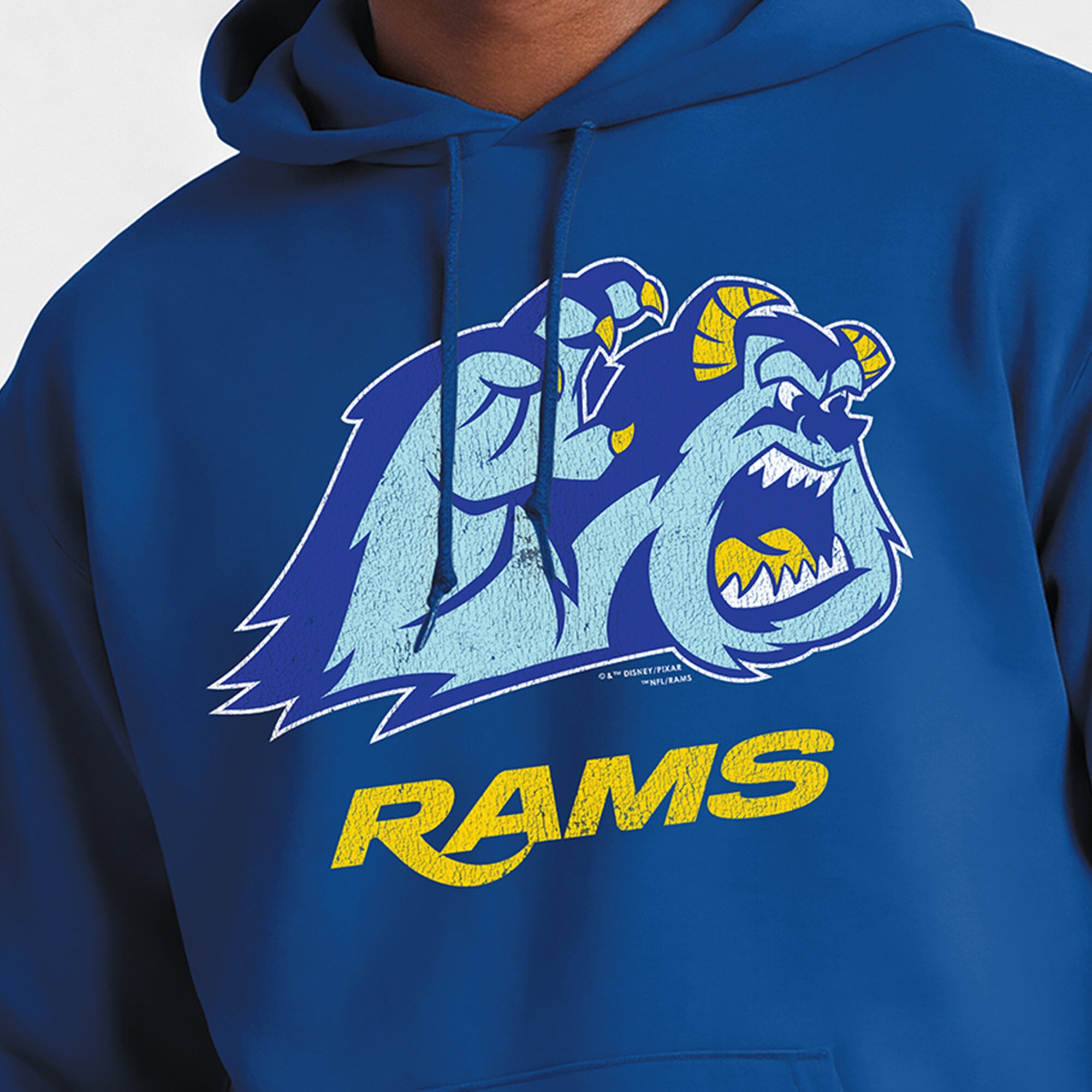 Sweat-shirt à capuche intégral Disney x Champion Royal Los Angeles Rams Powerblend pour homme