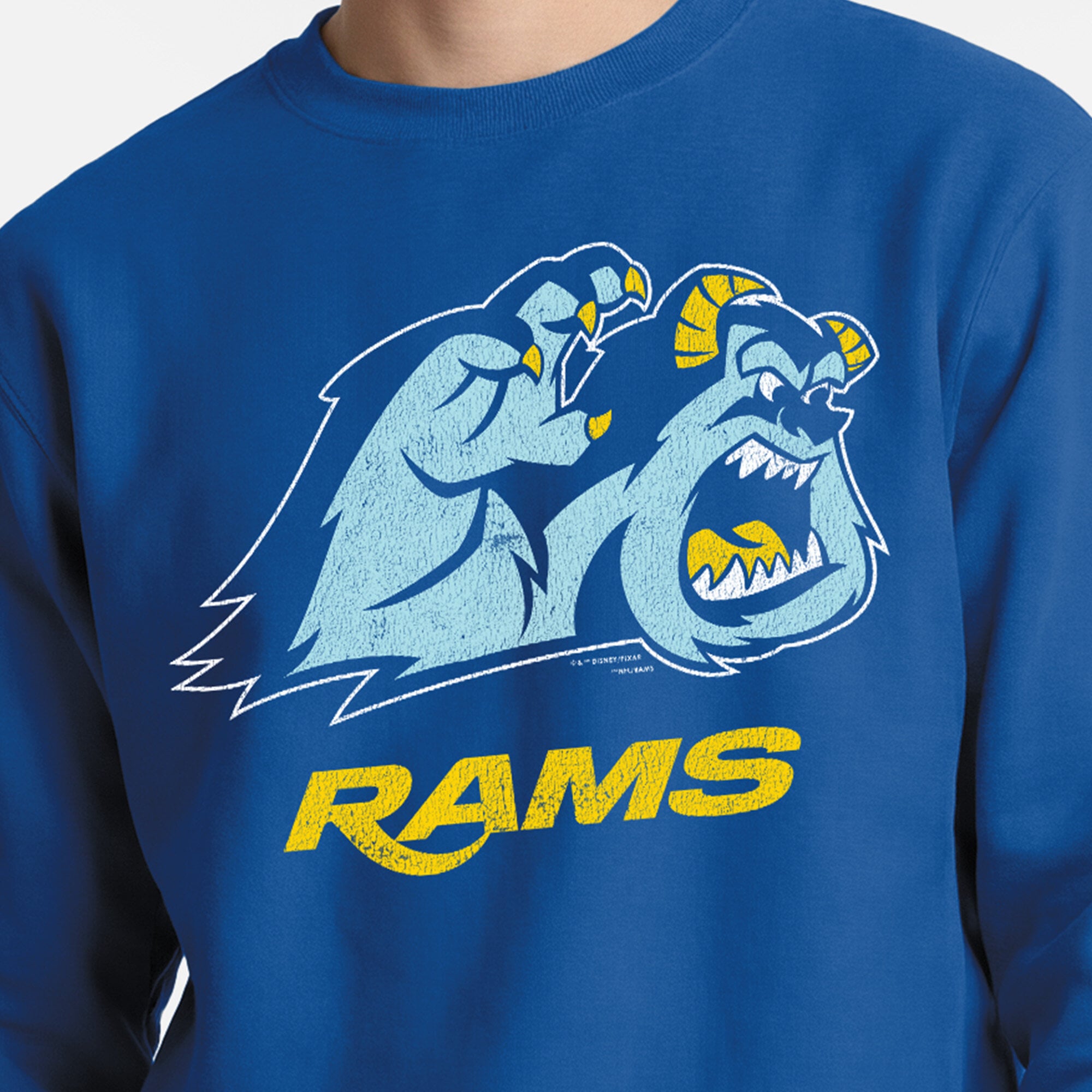 Men's Disney x Champion Royal Los Angeles Rams Sulley Powerblend Sweatshirt
