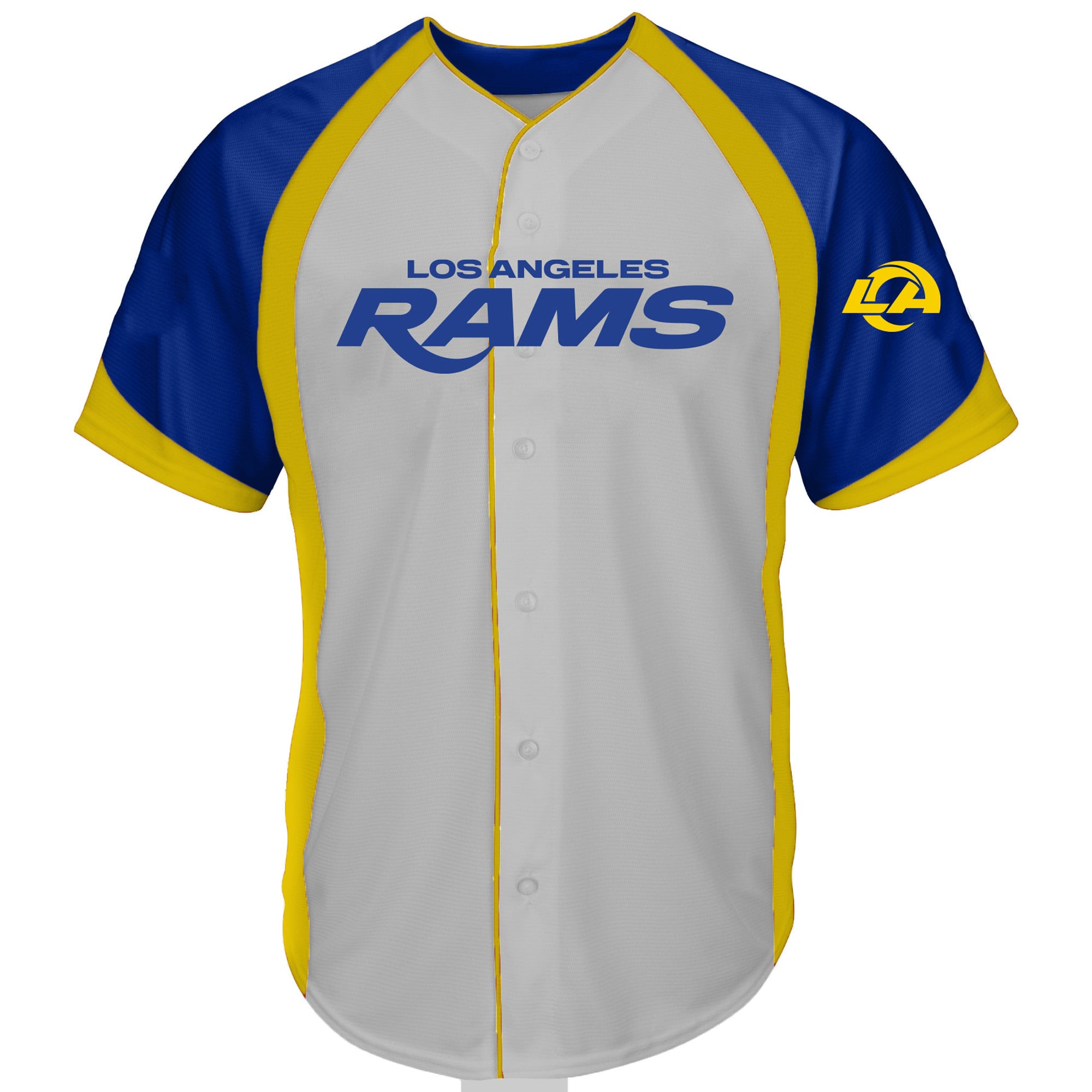 Men's Fanatics Gray Los Angeles Rams Big & Tall Button-Up Raglan Fashion Top
