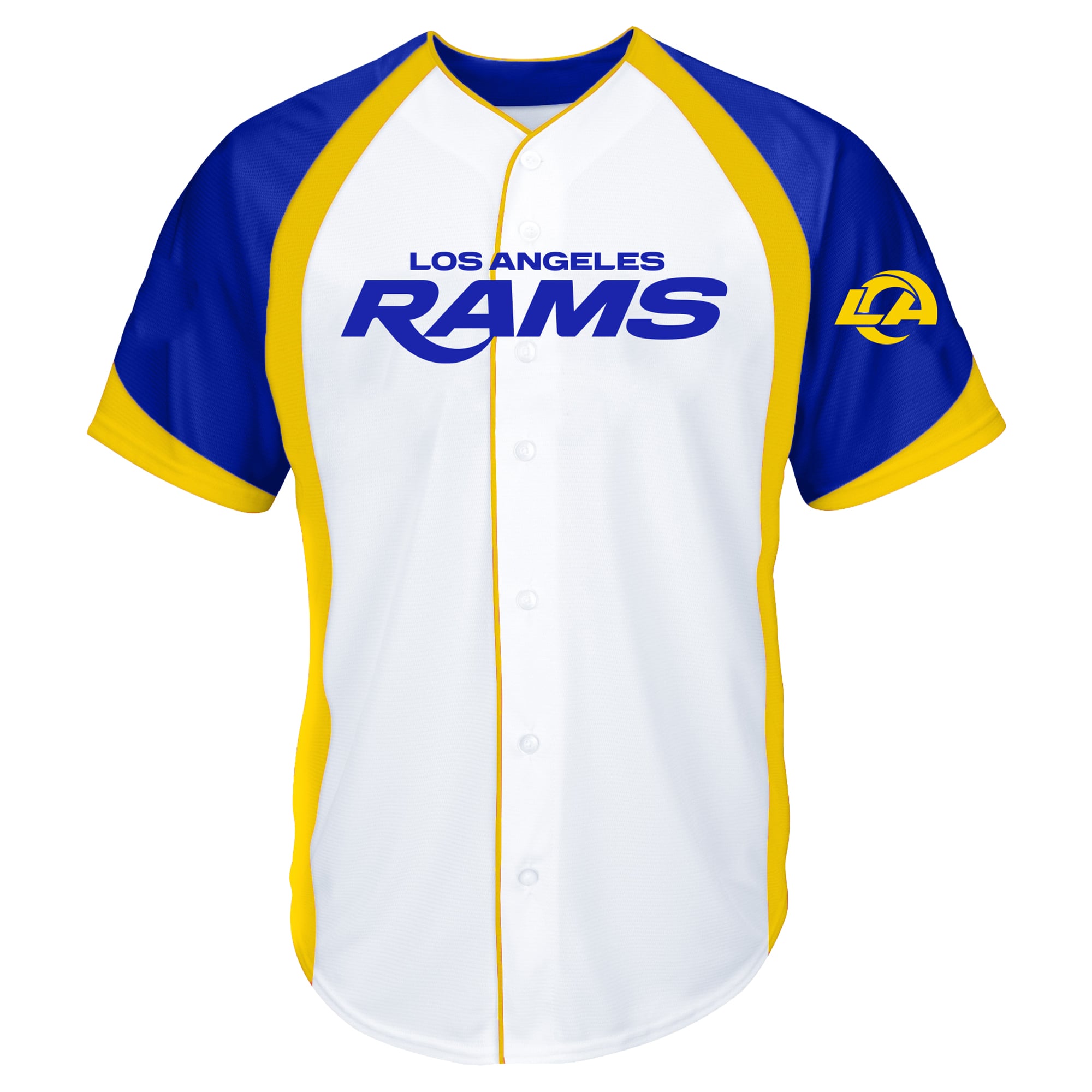 Men's Fanatics Puka Nacua White Los Angeles Rams Big & Tall Button-Up Baseball Jersey Top