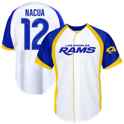 Puka Nacua Los Angeles Rams Fanatics Big & Tall Button-Up Baseball Jersey Top - White
