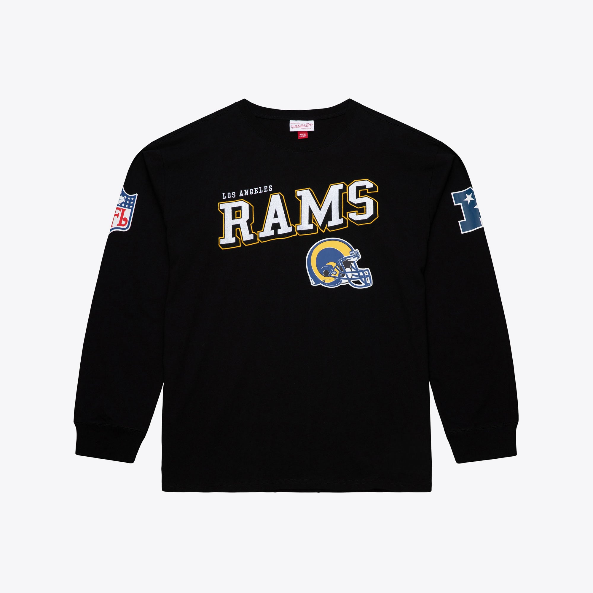 T-shirt à manches longues Mitchell & Ness noir pour homme, Los Angeles Rams, grandes tailles, camp d'entraînement