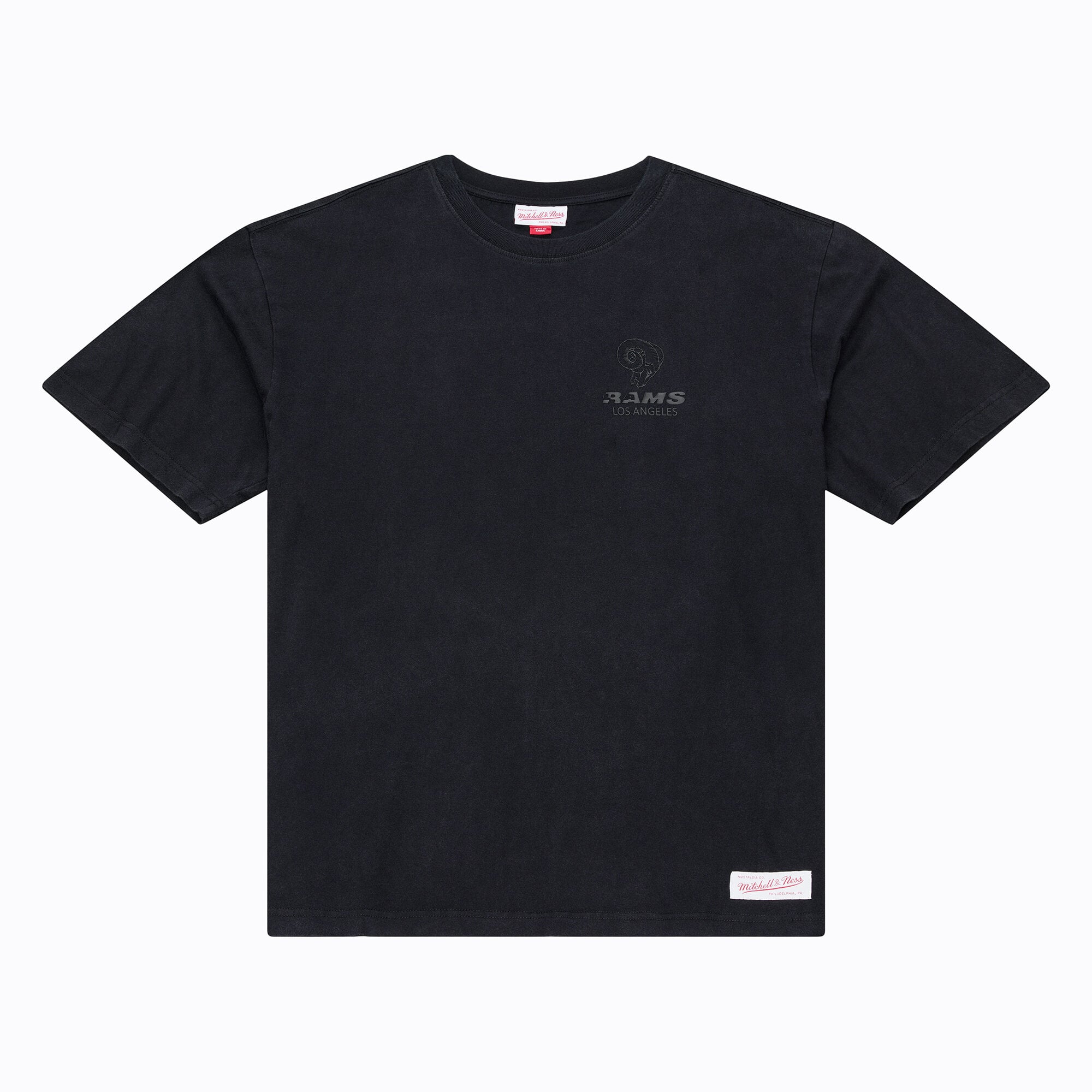 Men's Mitchell & Ness Black Los Angeles Rams Core Essentials Micro Logo T-Shirt