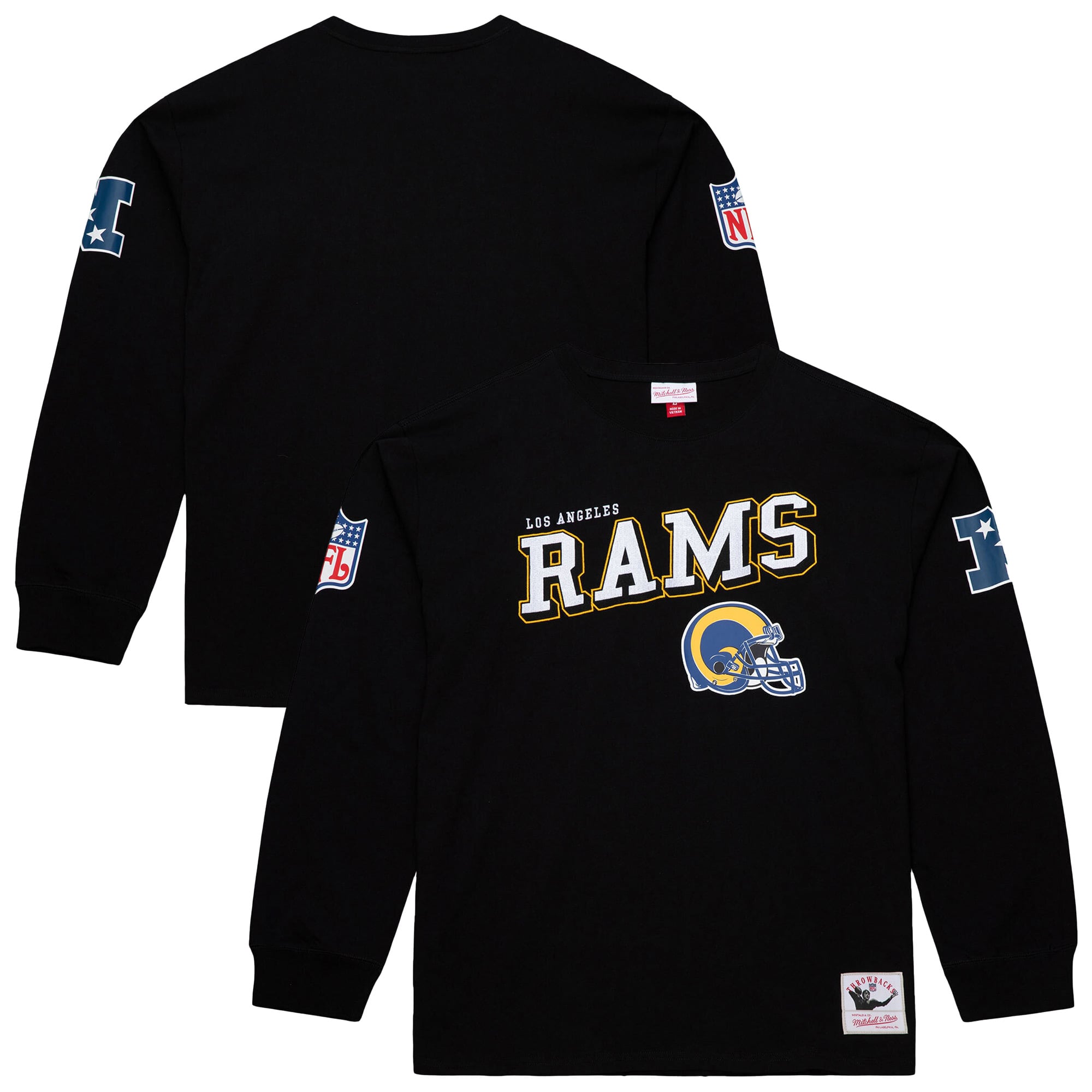 Men's Mitchell & Ness  Black Los Angeles Rams Training Camp Vintage Logos Long Sleeve T-Shirt