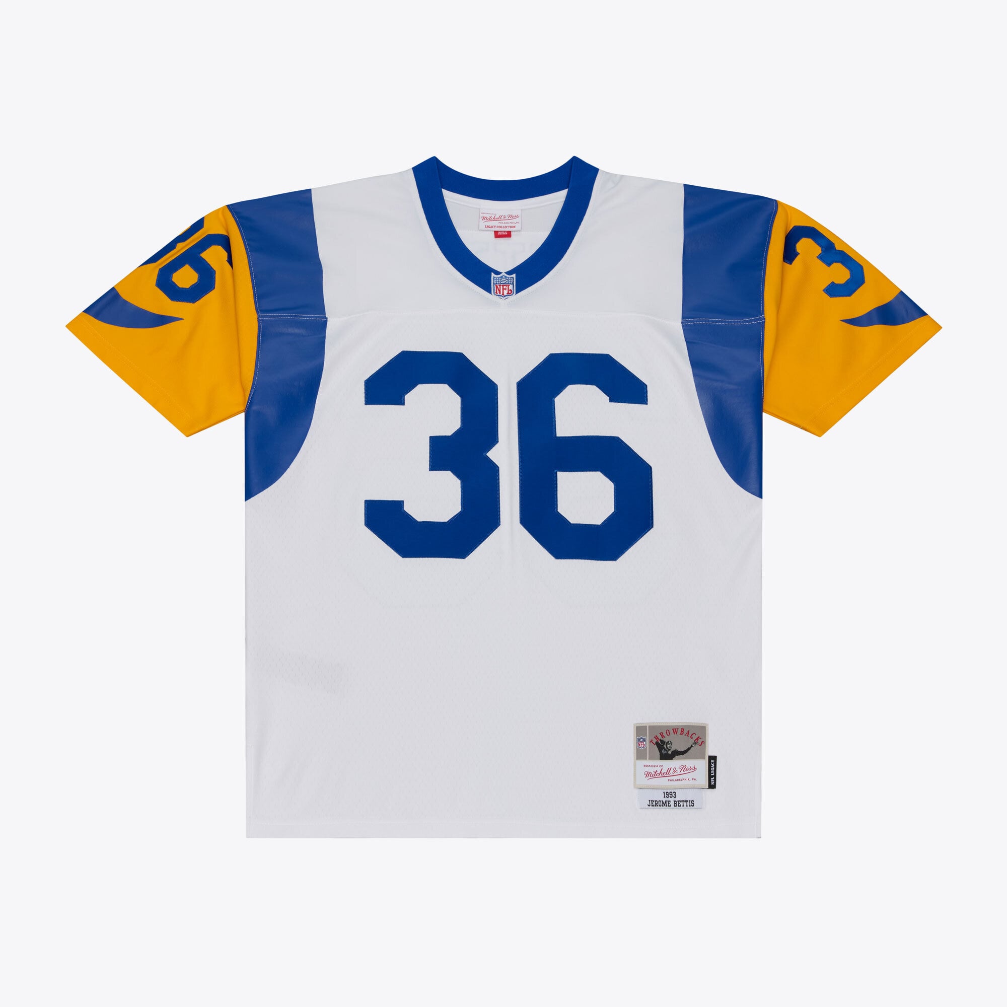 Men's Mitchell & Ness Jerome Bettis White Los Angeles Rams Retired Legacy Replica Player Jersey