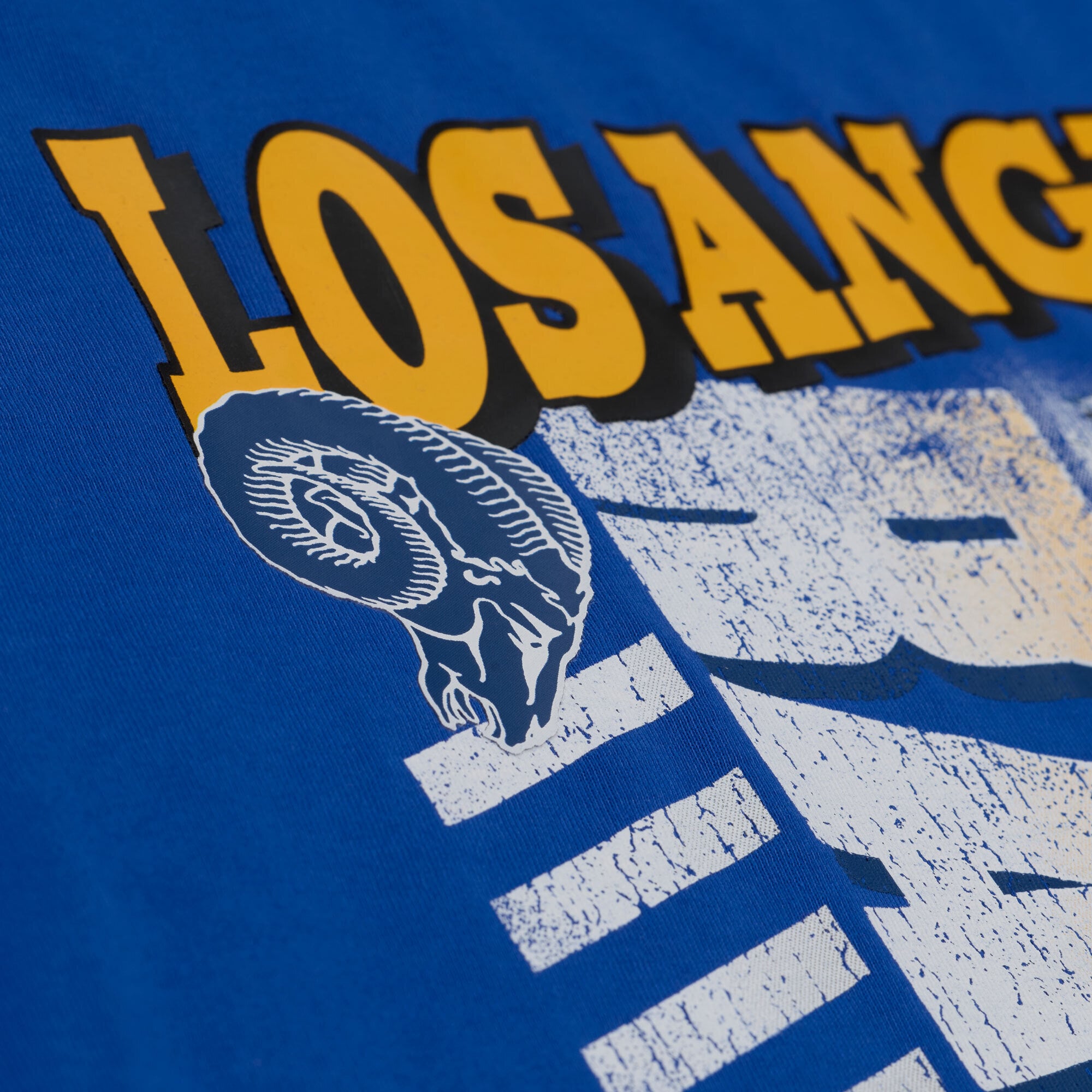 T-shirt à manches courtes Mitchell & Ness Royal Los Angeles Rams Core Essentials Street Graphic pour homme
