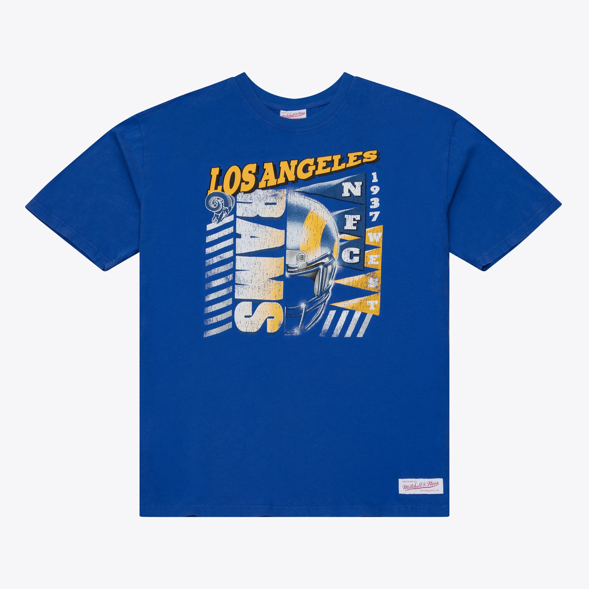 T-shirt à manches courtes Mitchell & Ness Royal Los Angeles Rams Core Essentials Street Graphic pour homme