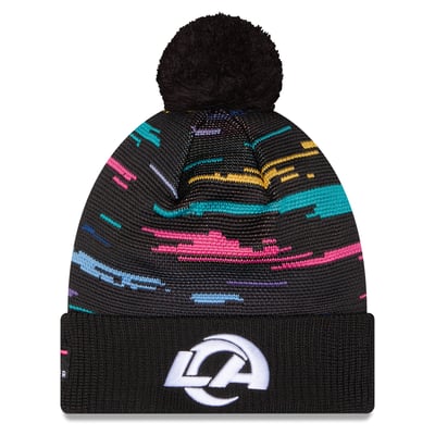 Los Angeles Rams New Era 2026 NFL Crucial Catch Cuffed Knit Hat with Pom - Black