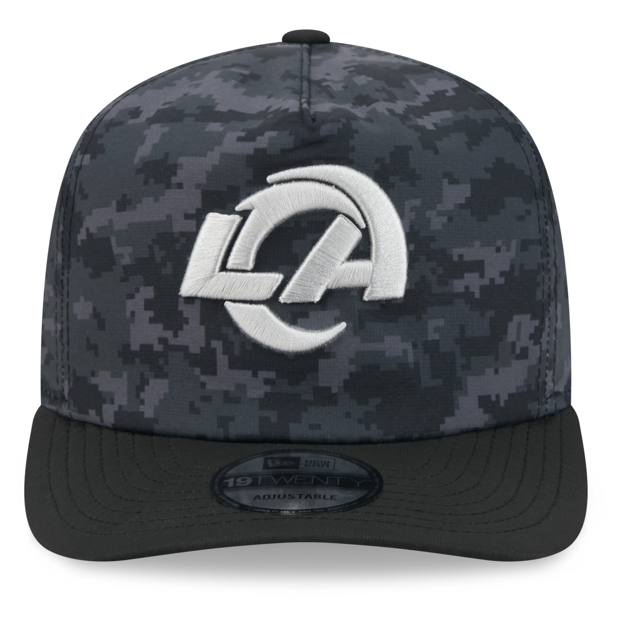Casquette ajustable New Era noire pour homme Los Angeles Rams 2026 Salute To Service 19TWENTY