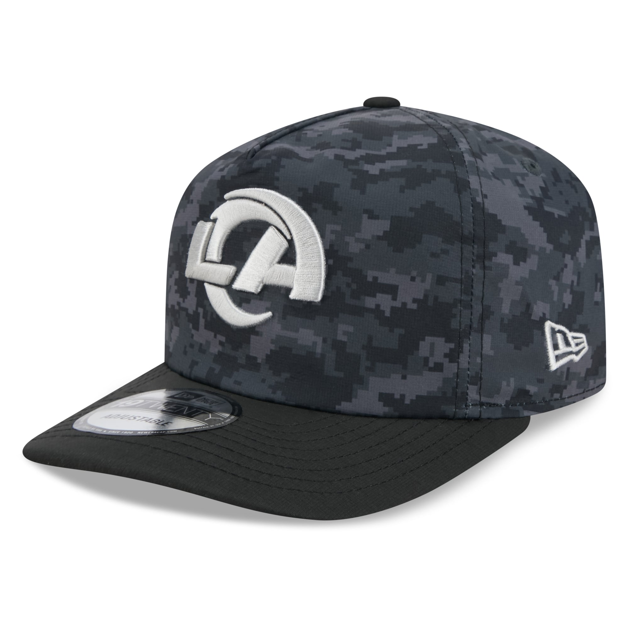 Casquette ajustable New Era noire pour homme Los Angeles Rams 2026 Salute To Service 19TWENTY