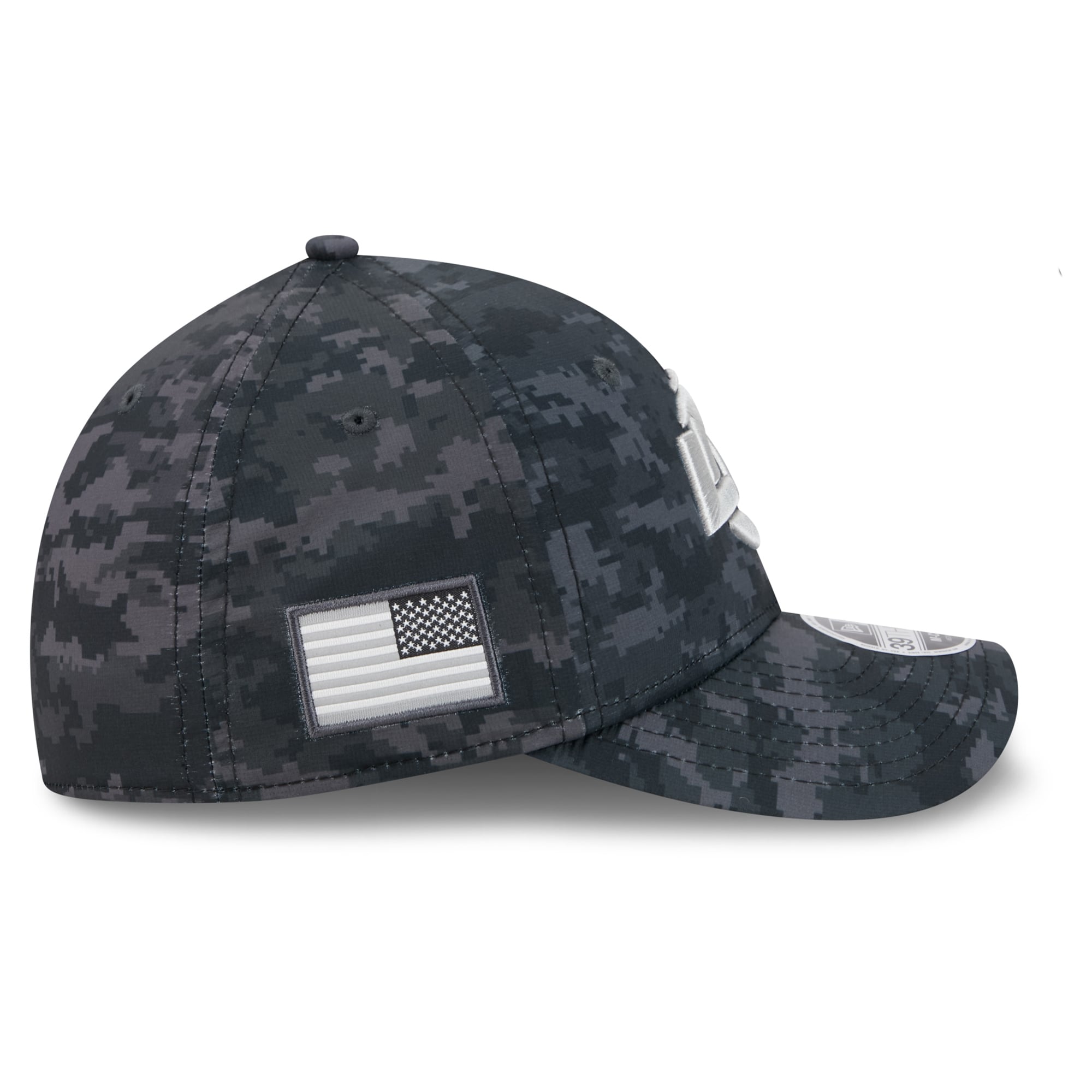 Casquette extensible New Era noire Los Angeles Rams 2026 Salute To Service 39THIRTY M-Crown pour homme