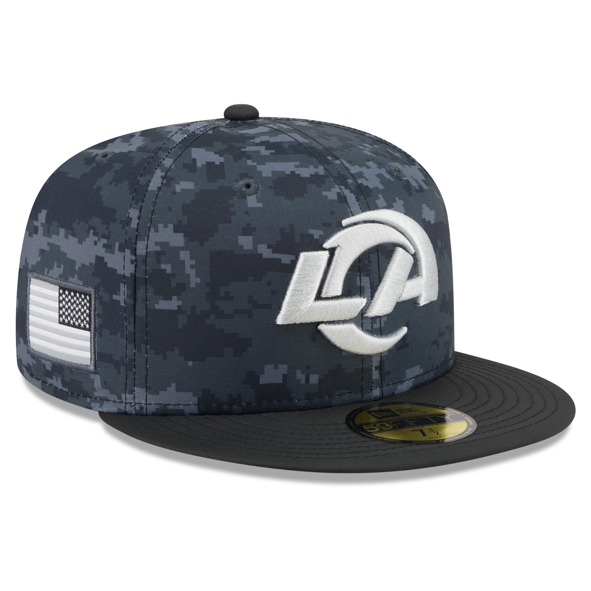 Casquette ajustée New Era noire pour homme Los Angeles Rams 2026 Salute To Service 59FIFTY