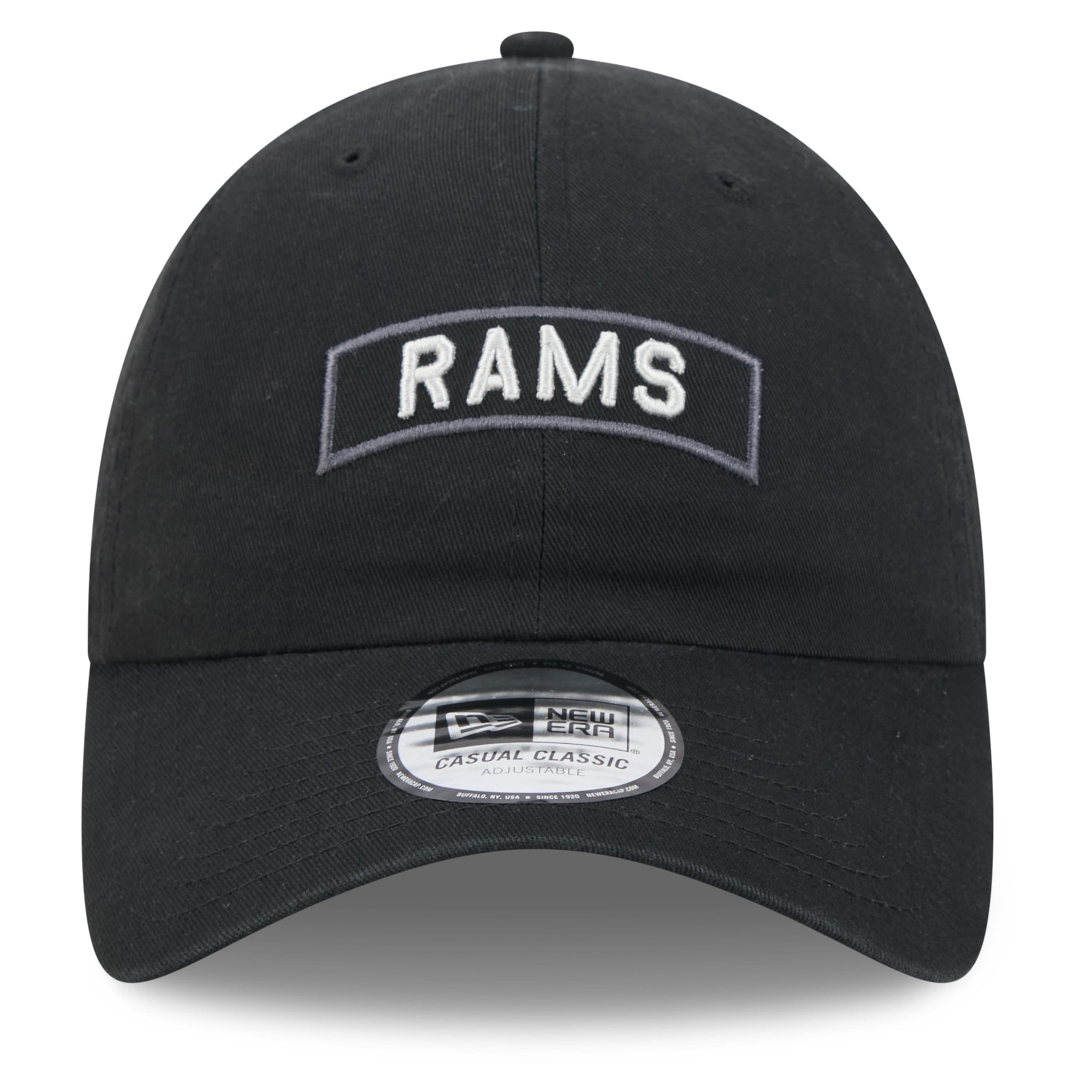 Casquette New Era noire pour homme Los Angeles Rams 2026 Salute To Service, style classique décontracté et ajustable