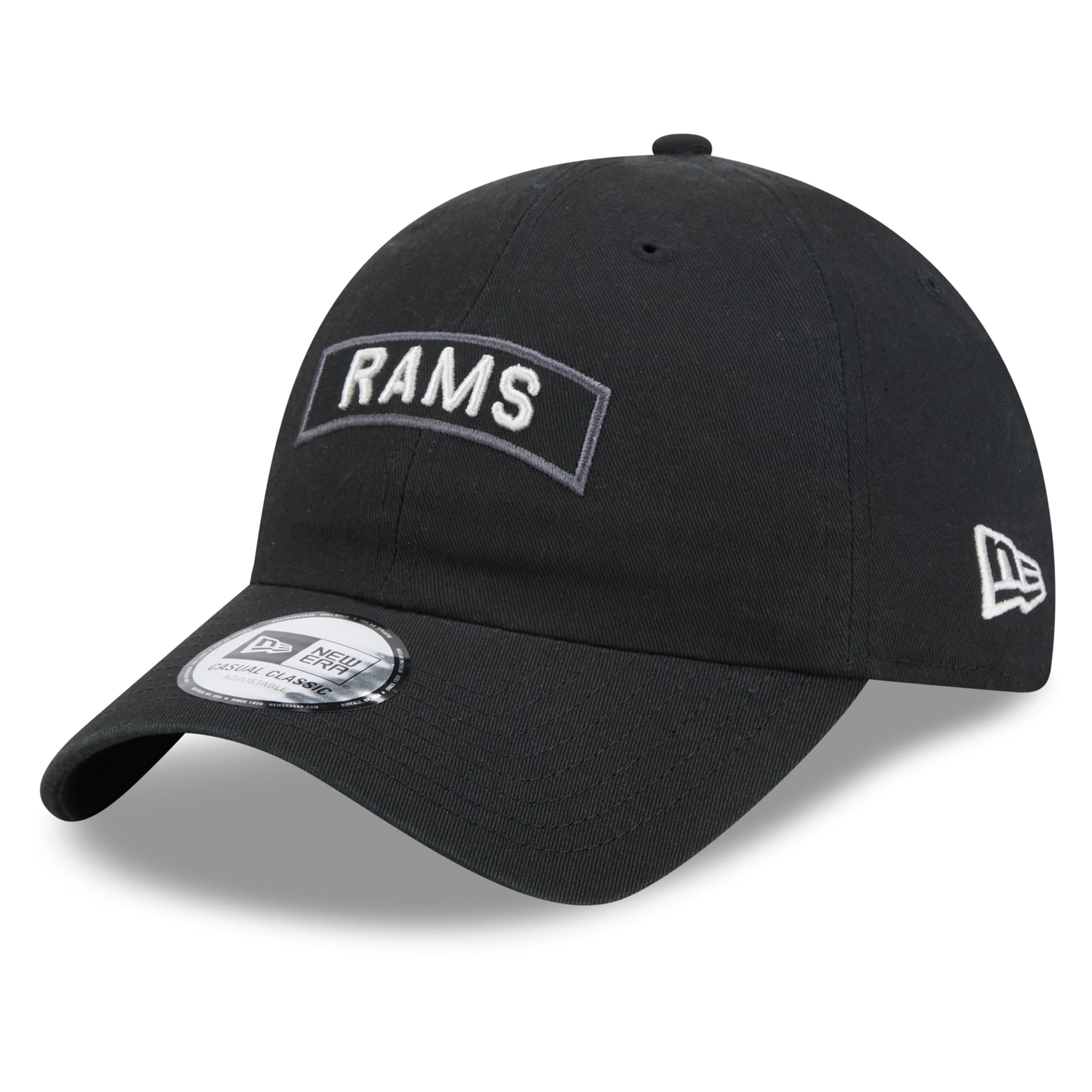 Casquette New Era noire pour homme Los Angeles Rams 2026 Salute To Service, style classique décontracté et ajustable