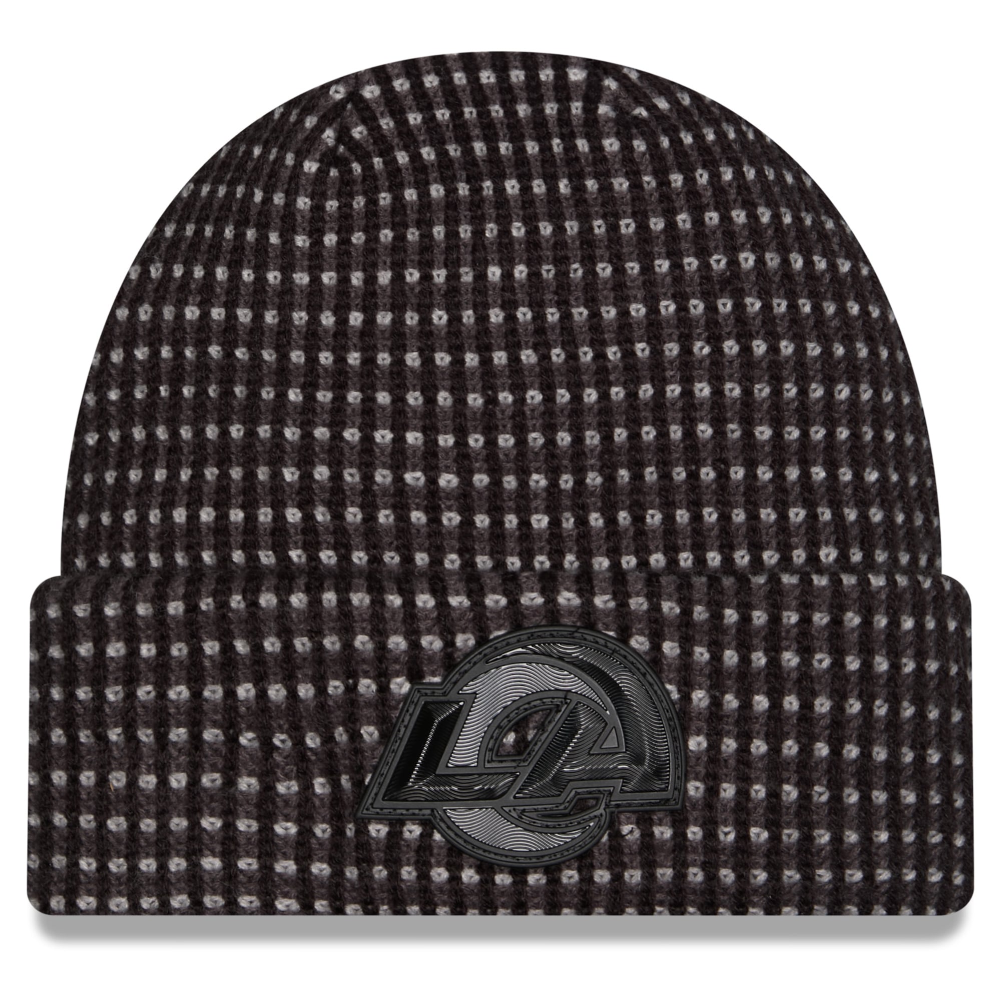 Bonnet à revers New Era noir pour homme, Los Angeles Rams 2026, idéal pour les temps froids.