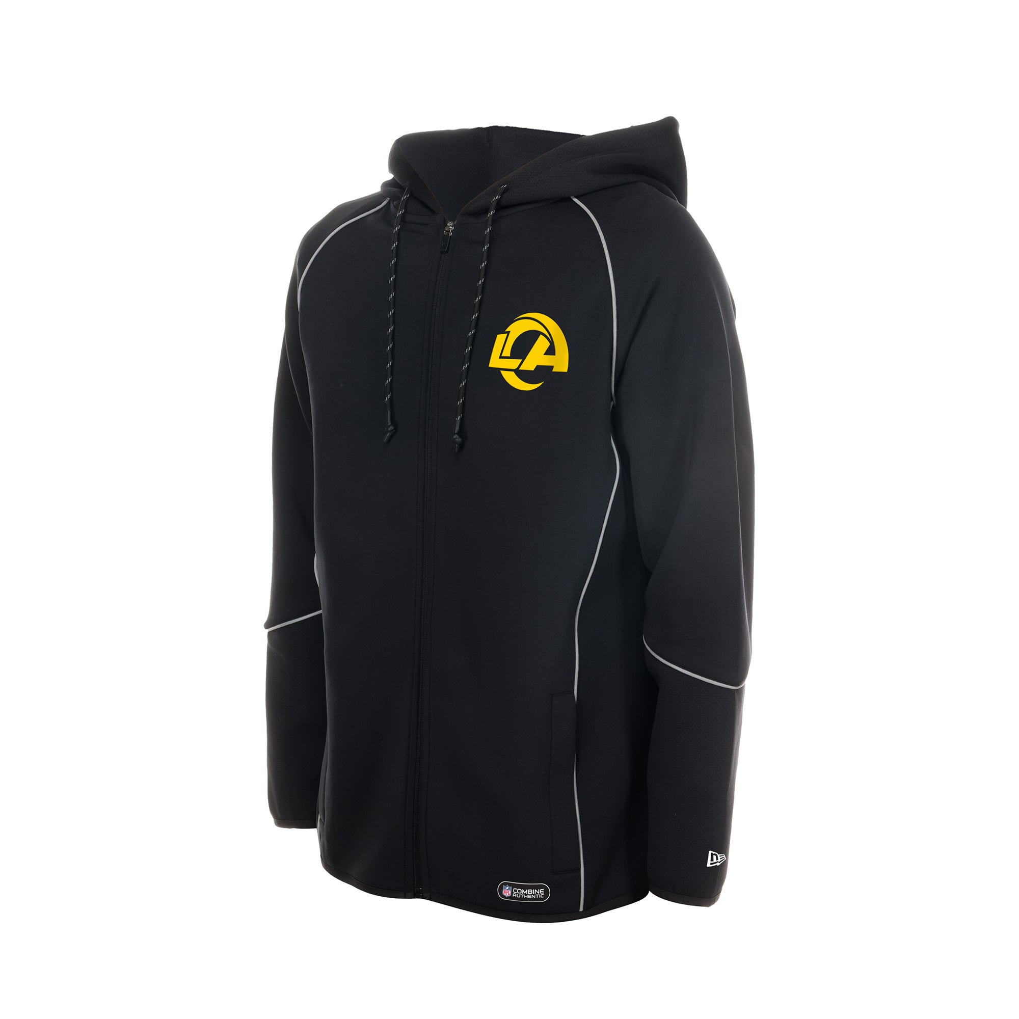 Men's New Era  Black Los Angeles Rams Combine Authentic Raglan Full-Zip Hoodie