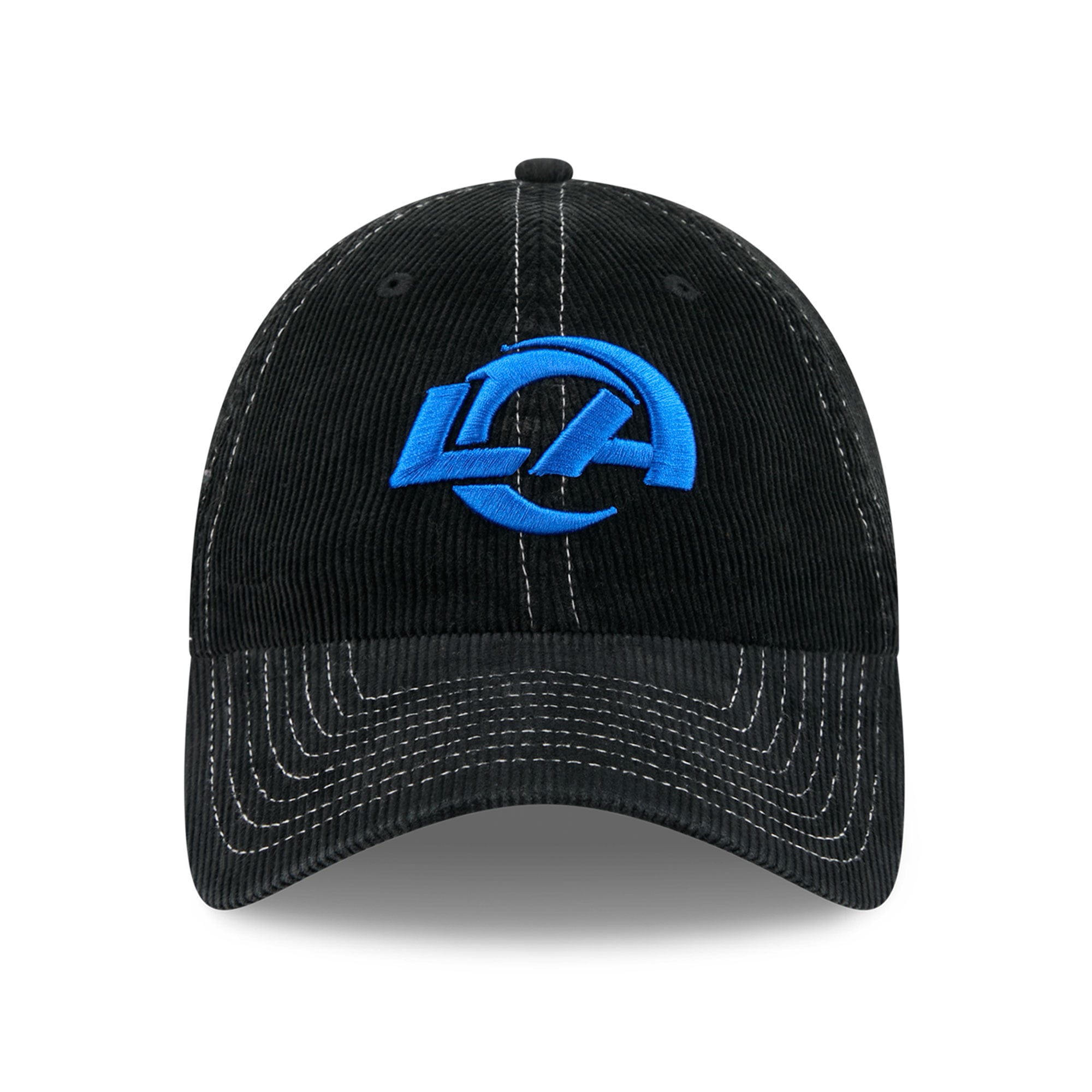 Casquette New Era noire pour homme, Los Angeles Rams, en velours côtelé, style classique décontracté et ajustable