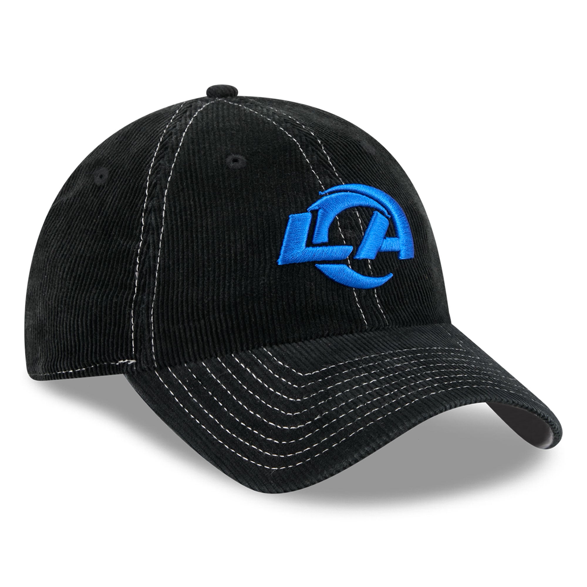 Casquette New Era noire pour homme, Los Angeles Rams, en velours côtelé, style classique décontracté et ajustable