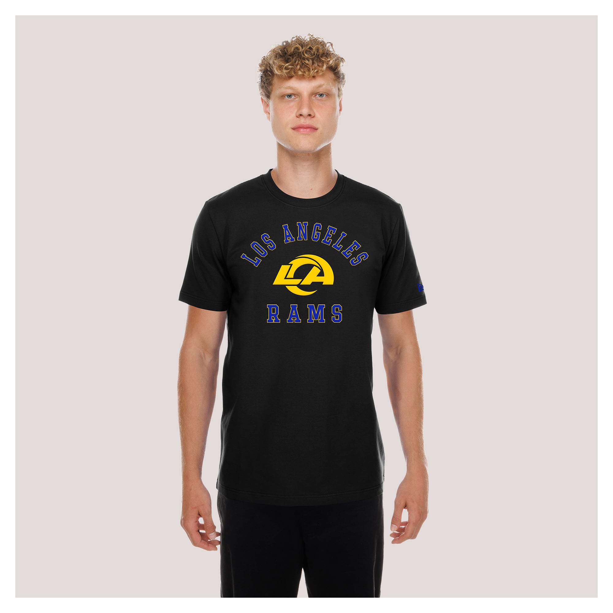 T-shirt fonctionnel New Era noir pour homme, supporter des Rams de Los Angeles