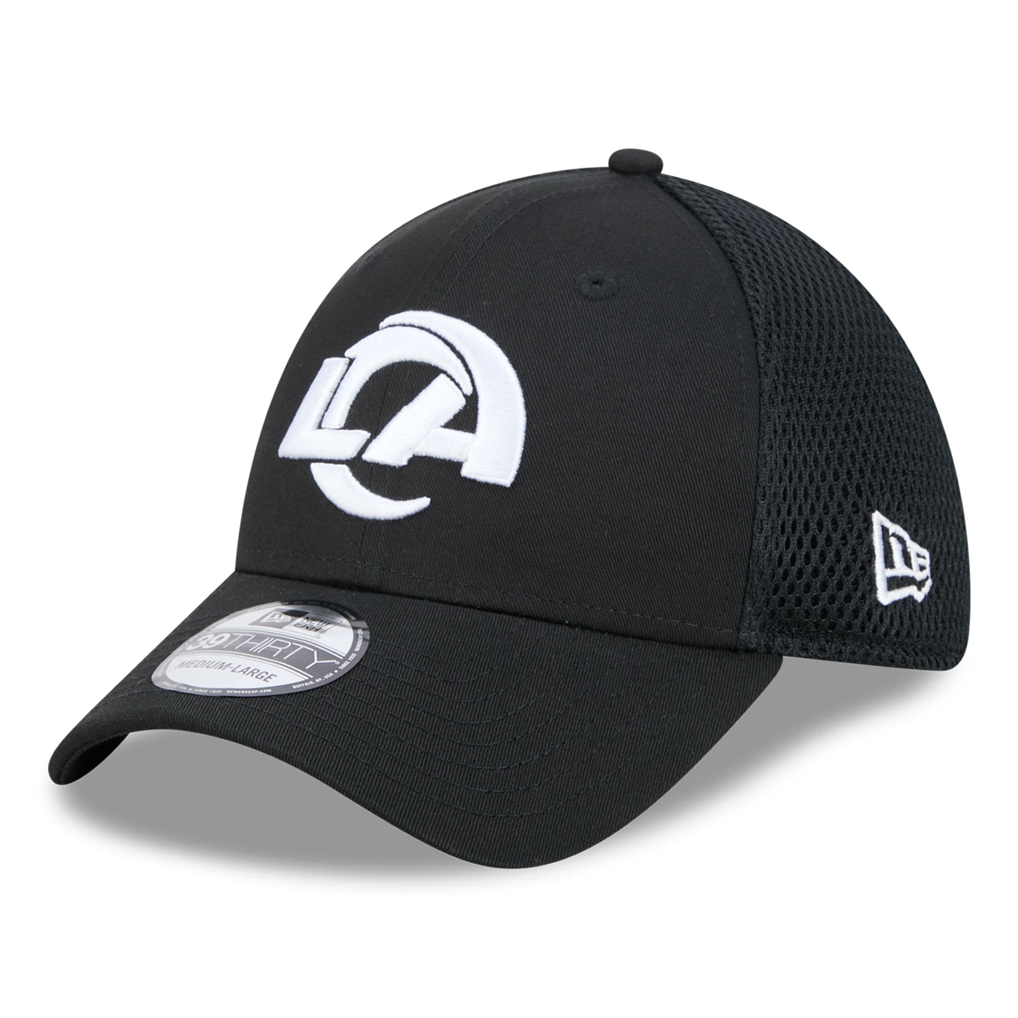 Casquette New Era noire Los Angeles Rams Main Neo 39THIRTY Flex pour homme