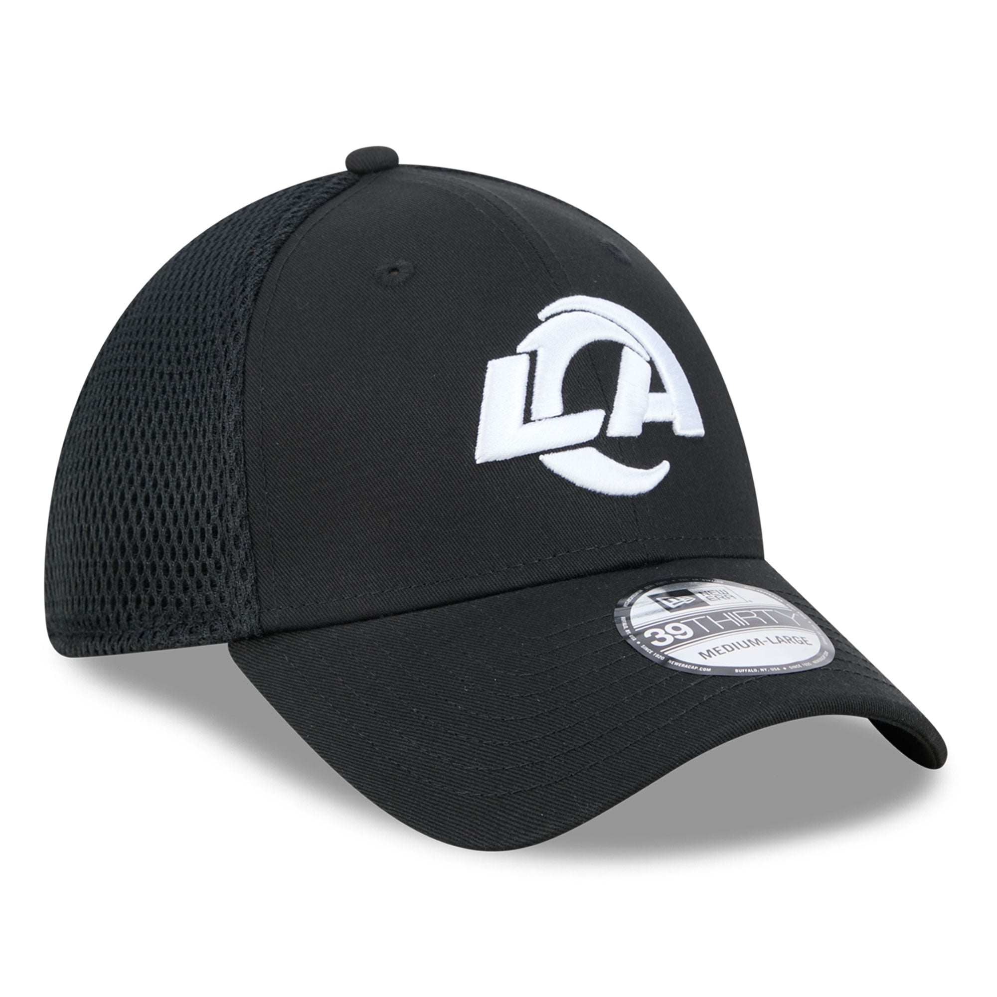 Casquette New Era noire Los Angeles Rams Main Neo 39THIRTY Flex pour homme