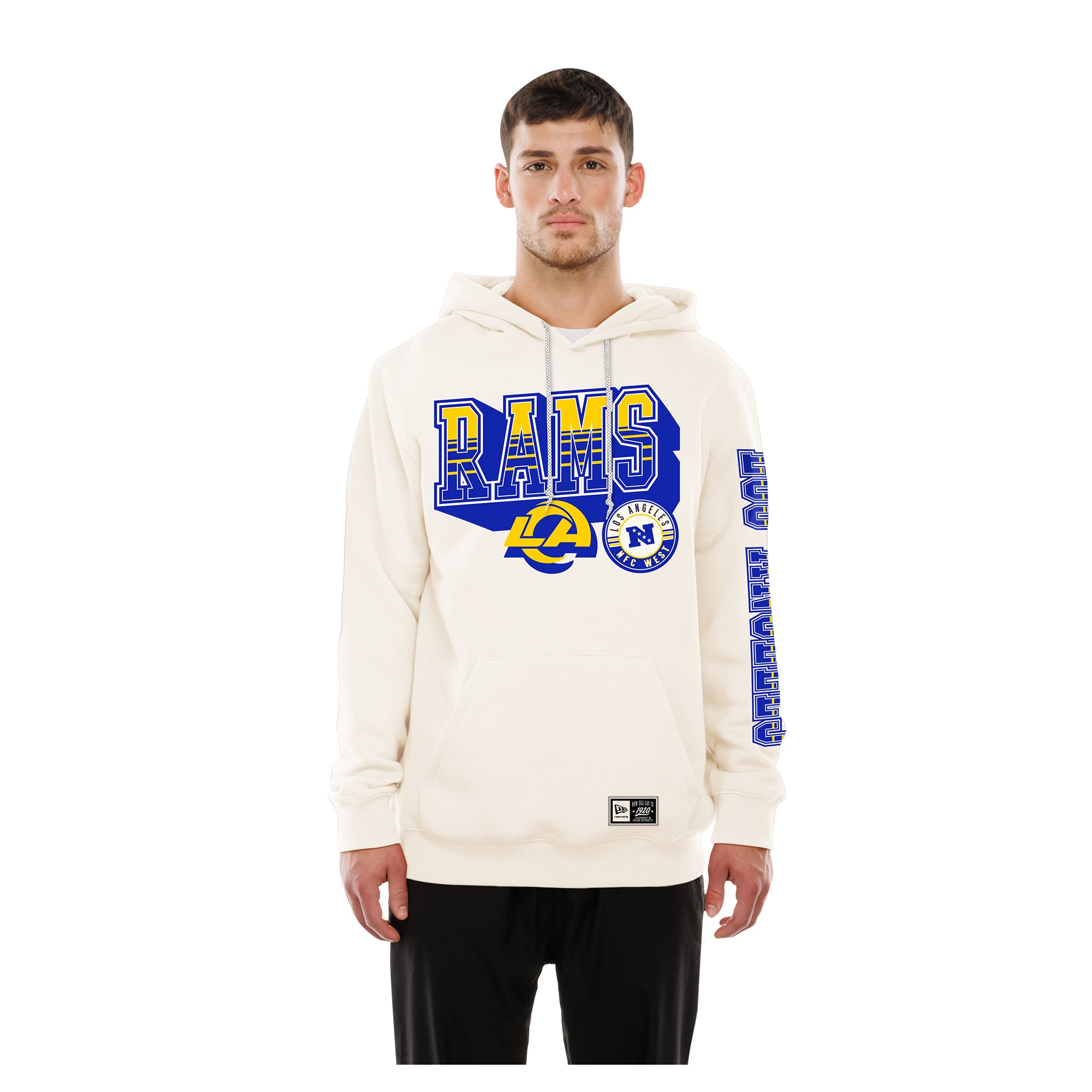 Men's New Era Cream Los Angeles Rams Dune Dust Hoodie