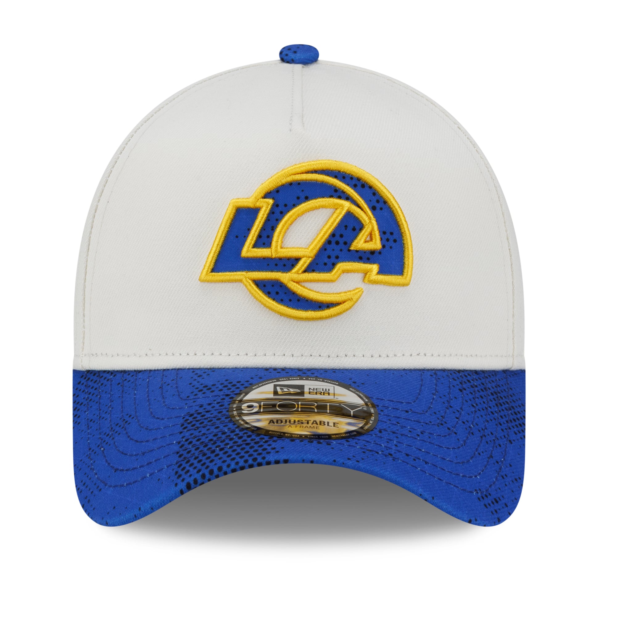 Casquette ajustable New Era crème Los Angeles Rams Collection 9FORTY A-Frame pour homme