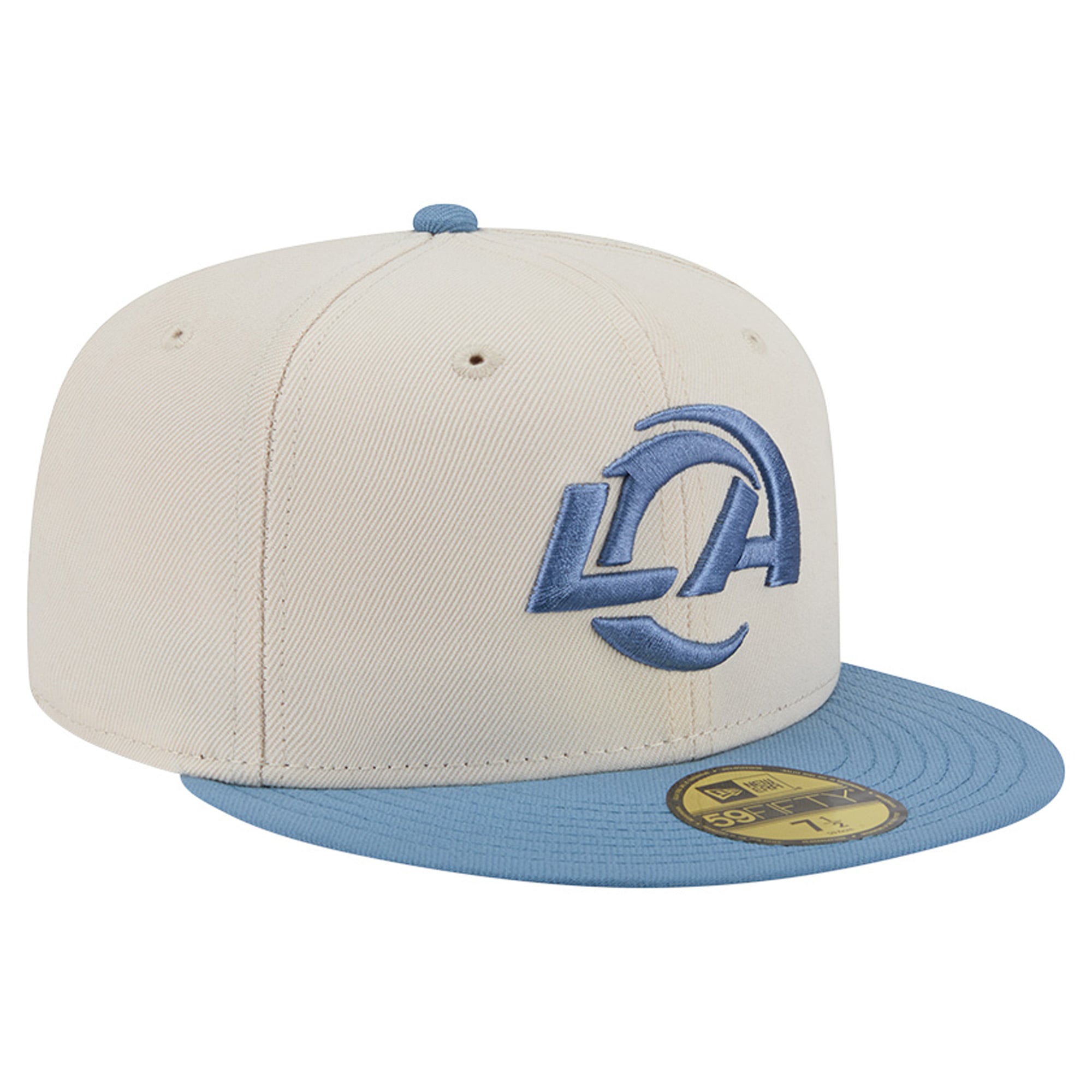 Casquette ajustée New Era 59FIFTY pour homme, coloris crème/bleu, Los Angeles Rams