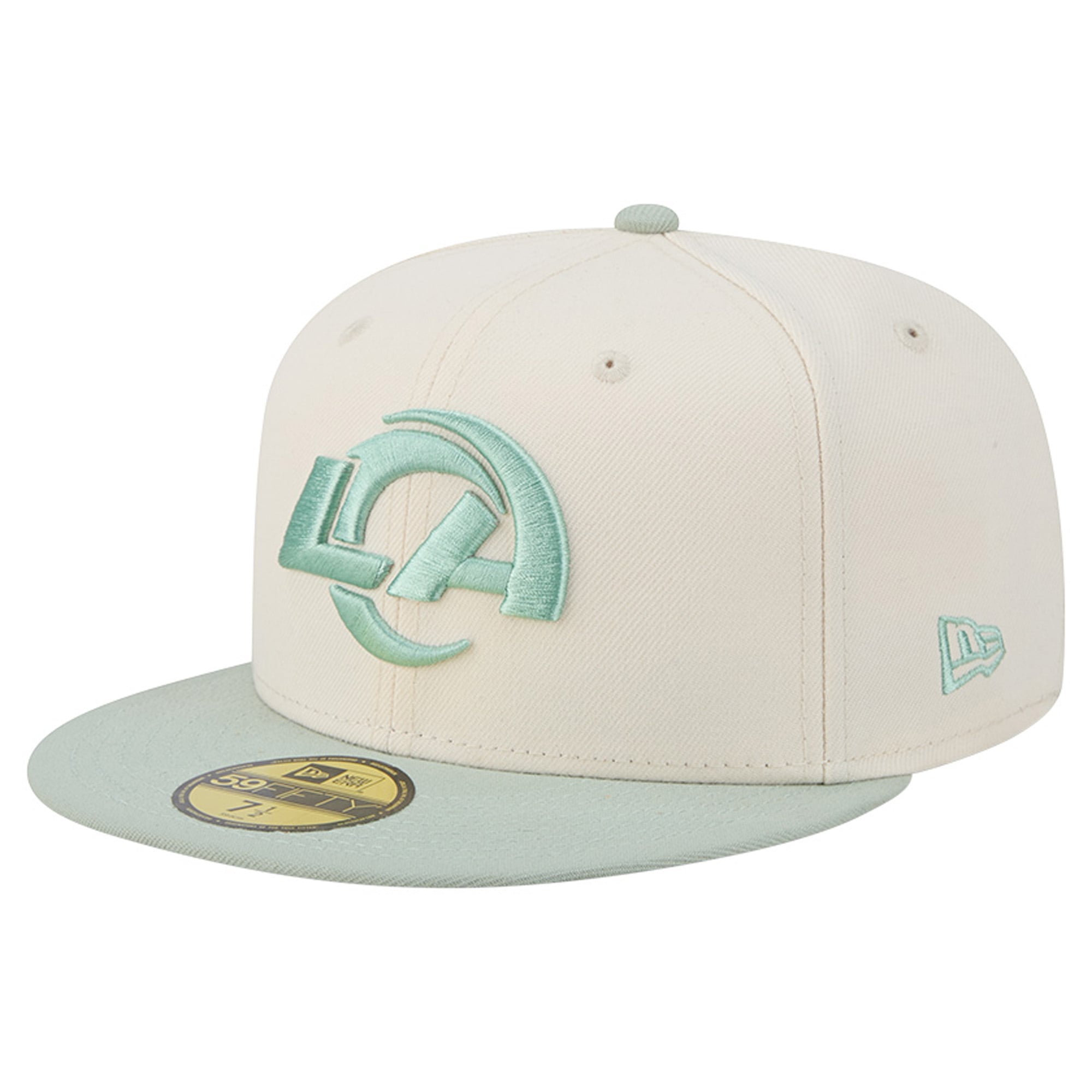 Casquette ajustée New Era 59FIFTY pour homme, coloris crème/vert clair, Los Angeles Rams