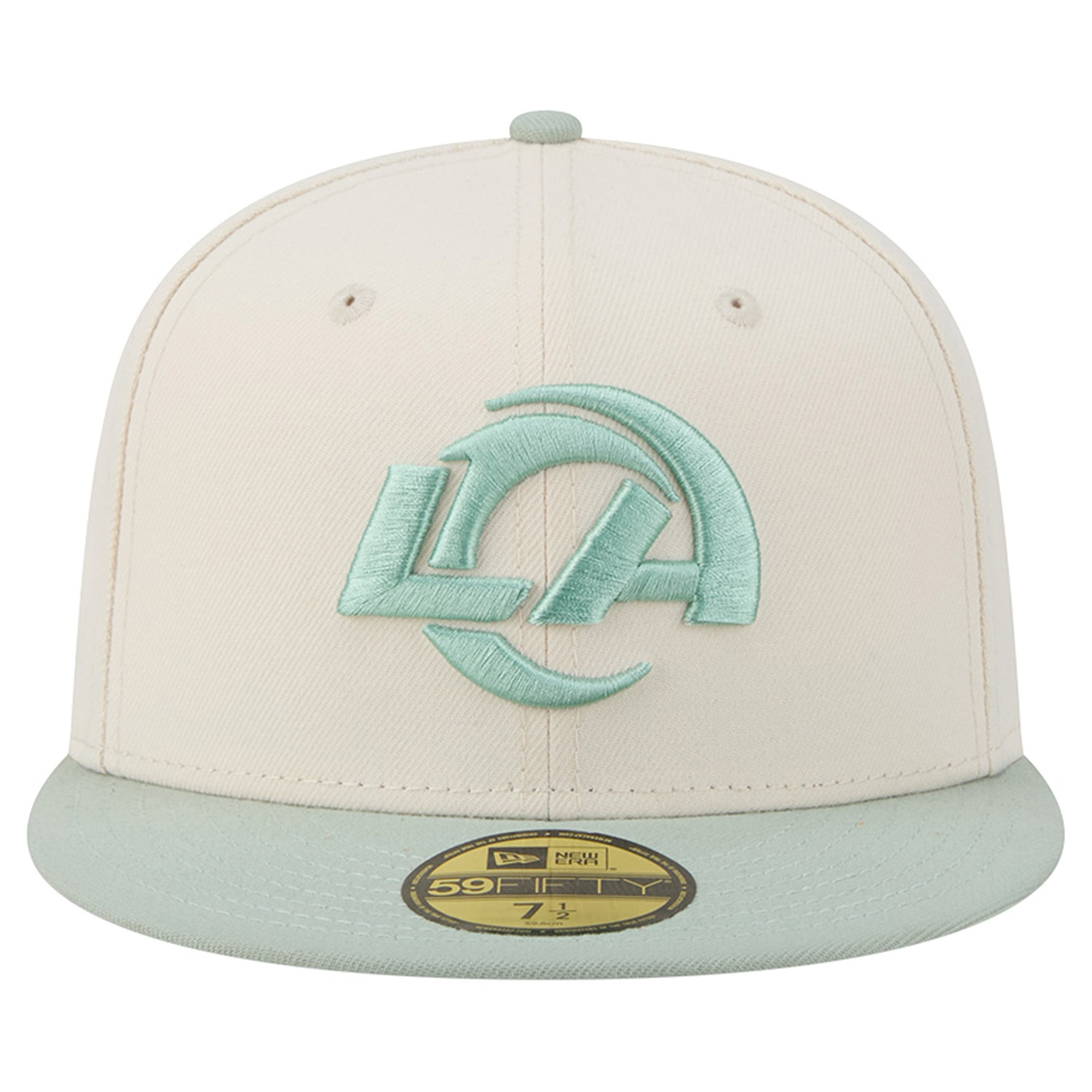 Casquette ajustée New Era 59FIFTY pour homme, coloris crème/vert clair, Los Angeles Rams