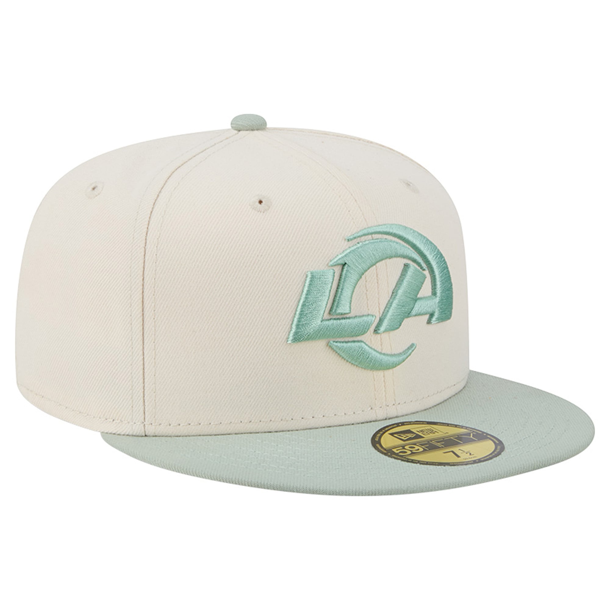 Casquette ajustée New Era 59FIFTY pour homme, coloris crème/vert clair, Los Angeles Rams