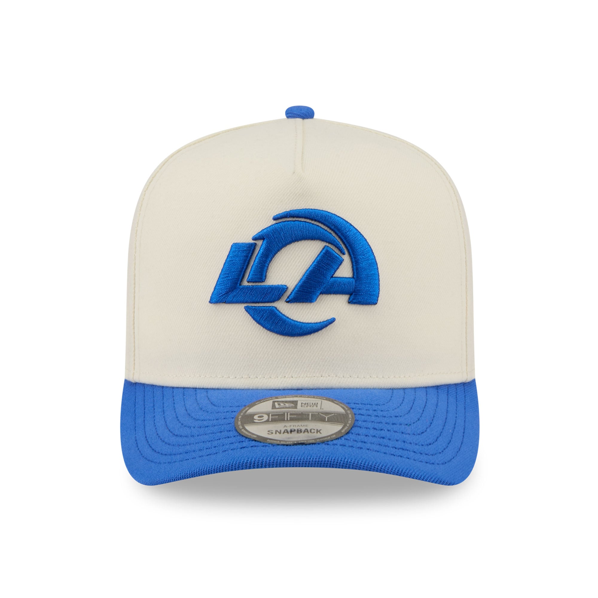 Casquette snapback New Era 9FIFTY crème/bleu roi Los Angeles Rams, logo arrière en forme de A.