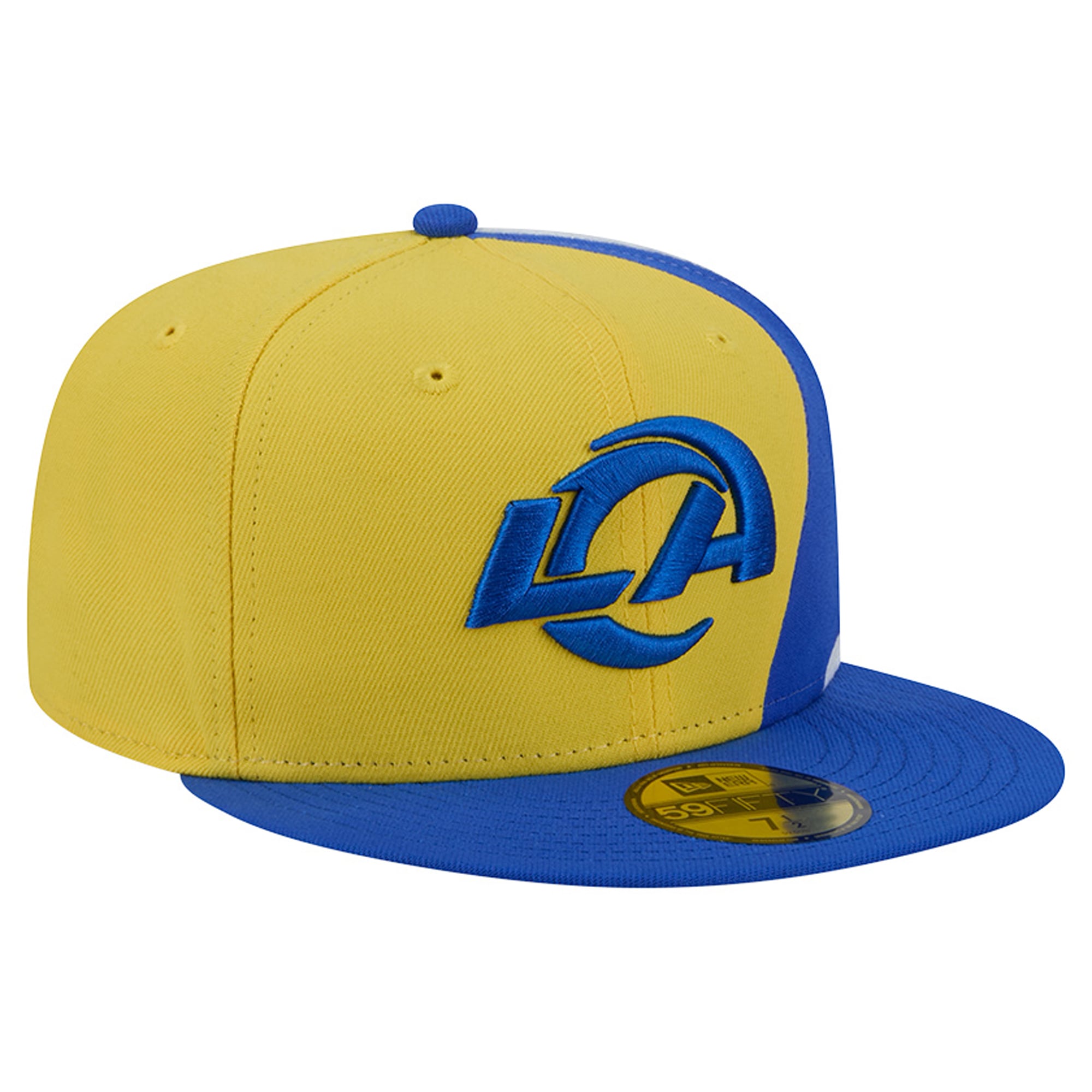 Casquette ajustée New Era Shock 59FIFTY pour homme, couleur or/bleu royal, Los Angeles Rams