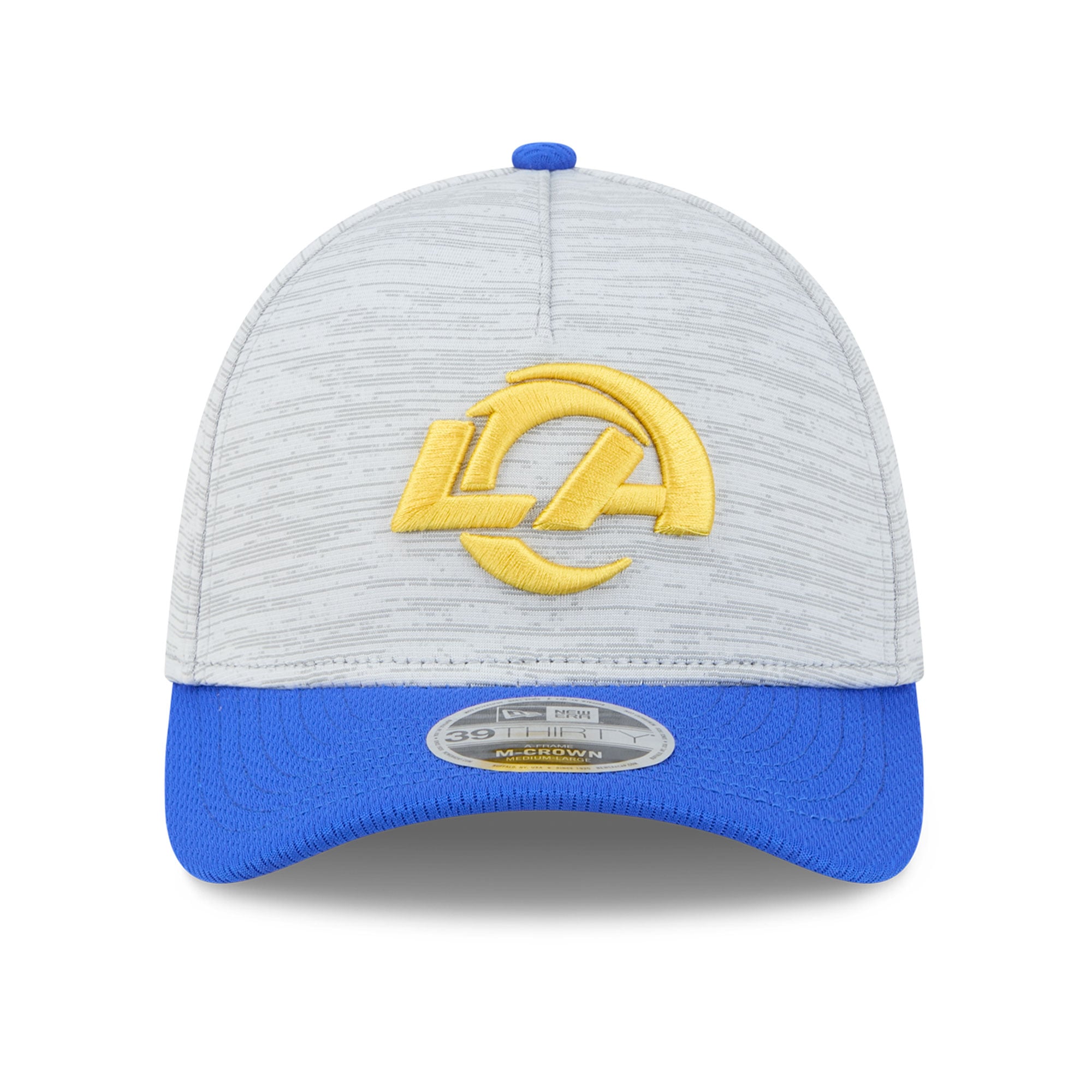 Casquette New Era Flex pour homme, grise/bleu roi, Los Angeles Rams Tech M-Crown A-Frame 39THIRTY