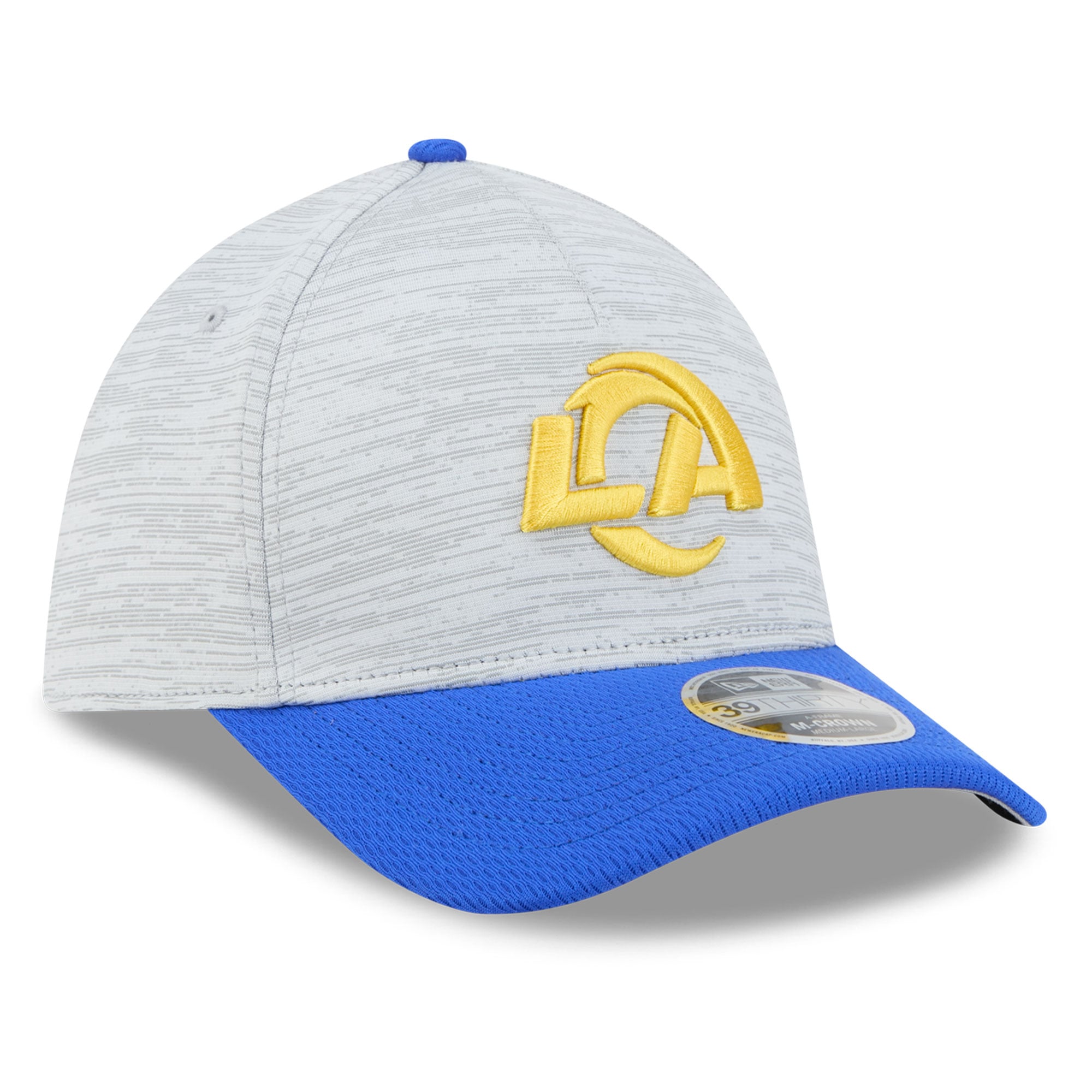 Casquette New Era Flex pour homme, grise/bleu roi, Los Angeles Rams Tech M-Crown A-Frame 39THIRTY