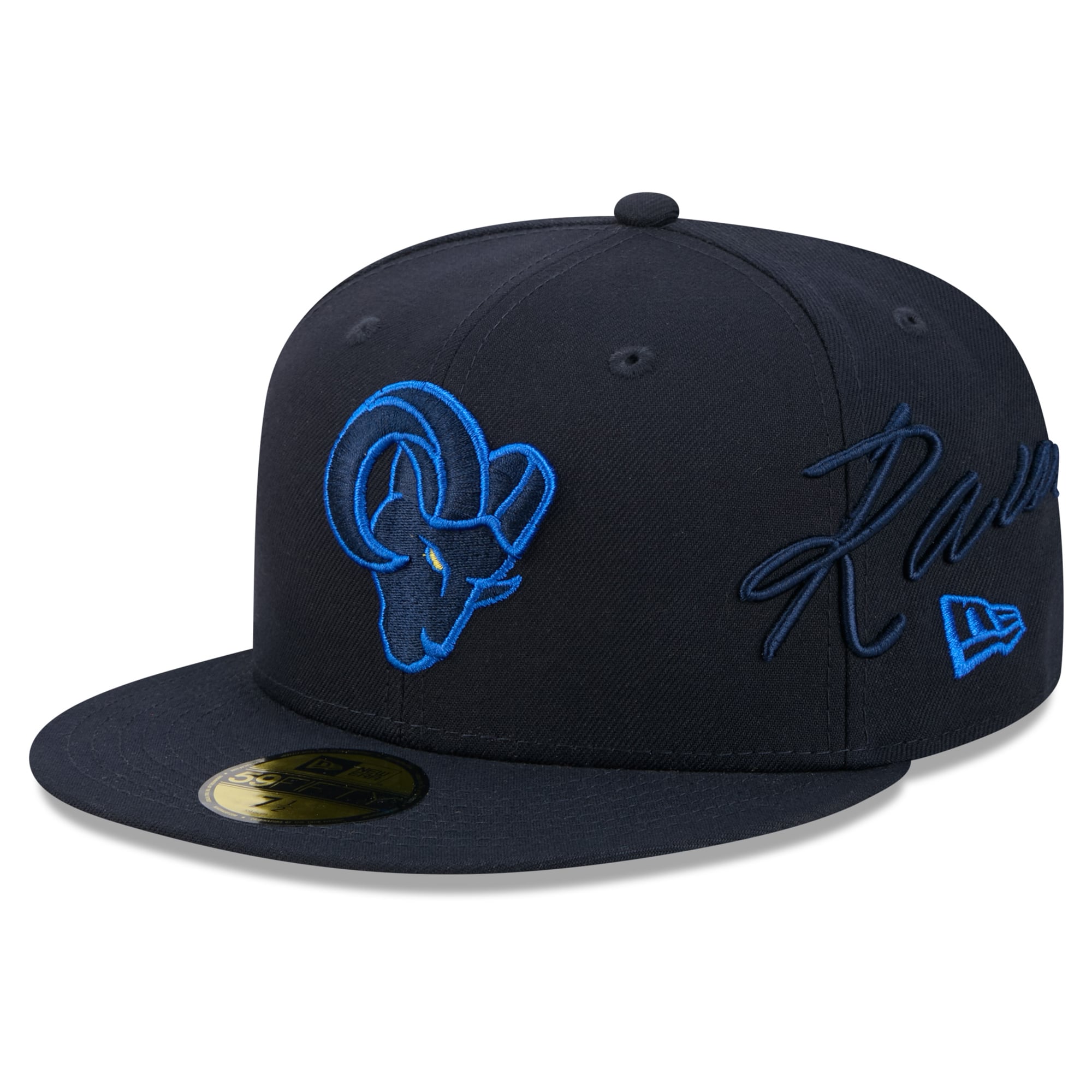 Men's New Era Navy Los Angeles Rams Rivalries Collection Fan Pack Side Script 59FIFTY Fitted Hat
