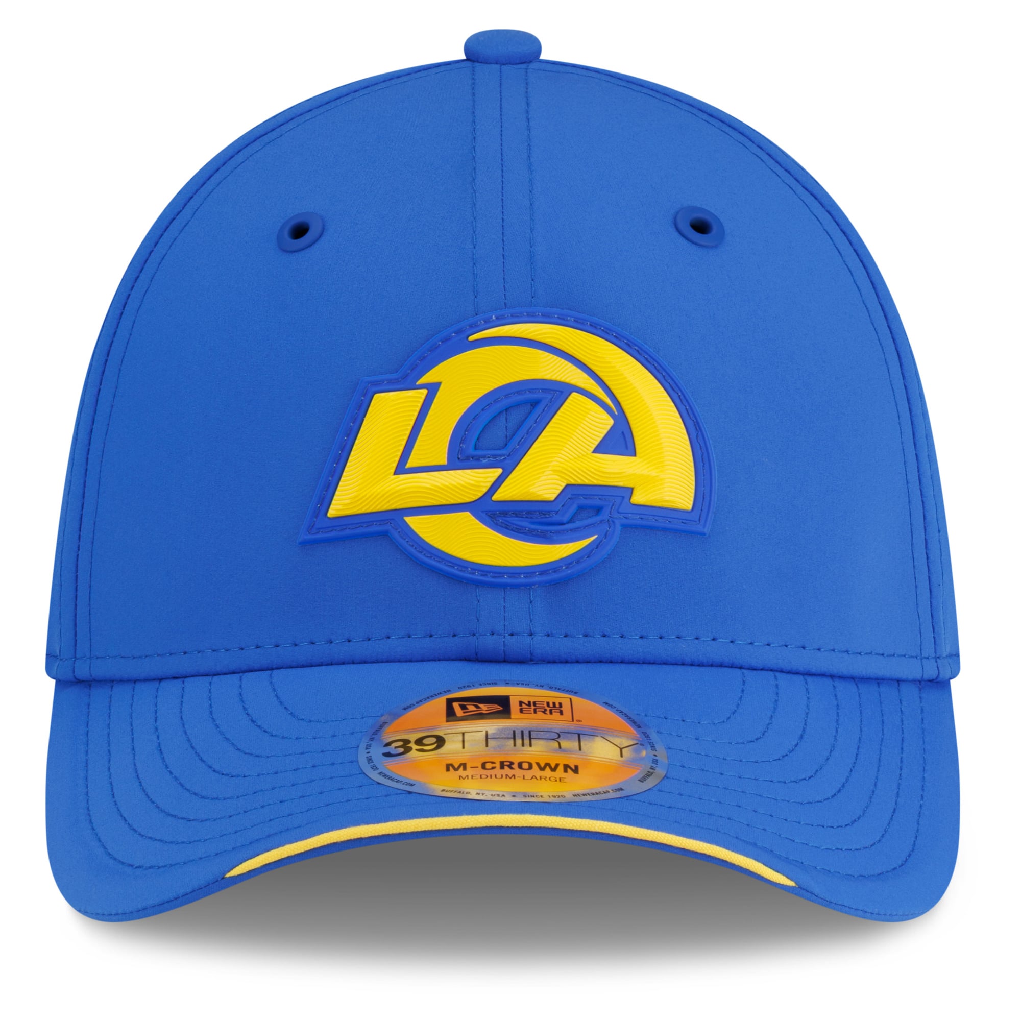 Casquette New Era Royal Los Angeles Rams 2026 Sideline 39THIRTY M-Crown Flex pour homme