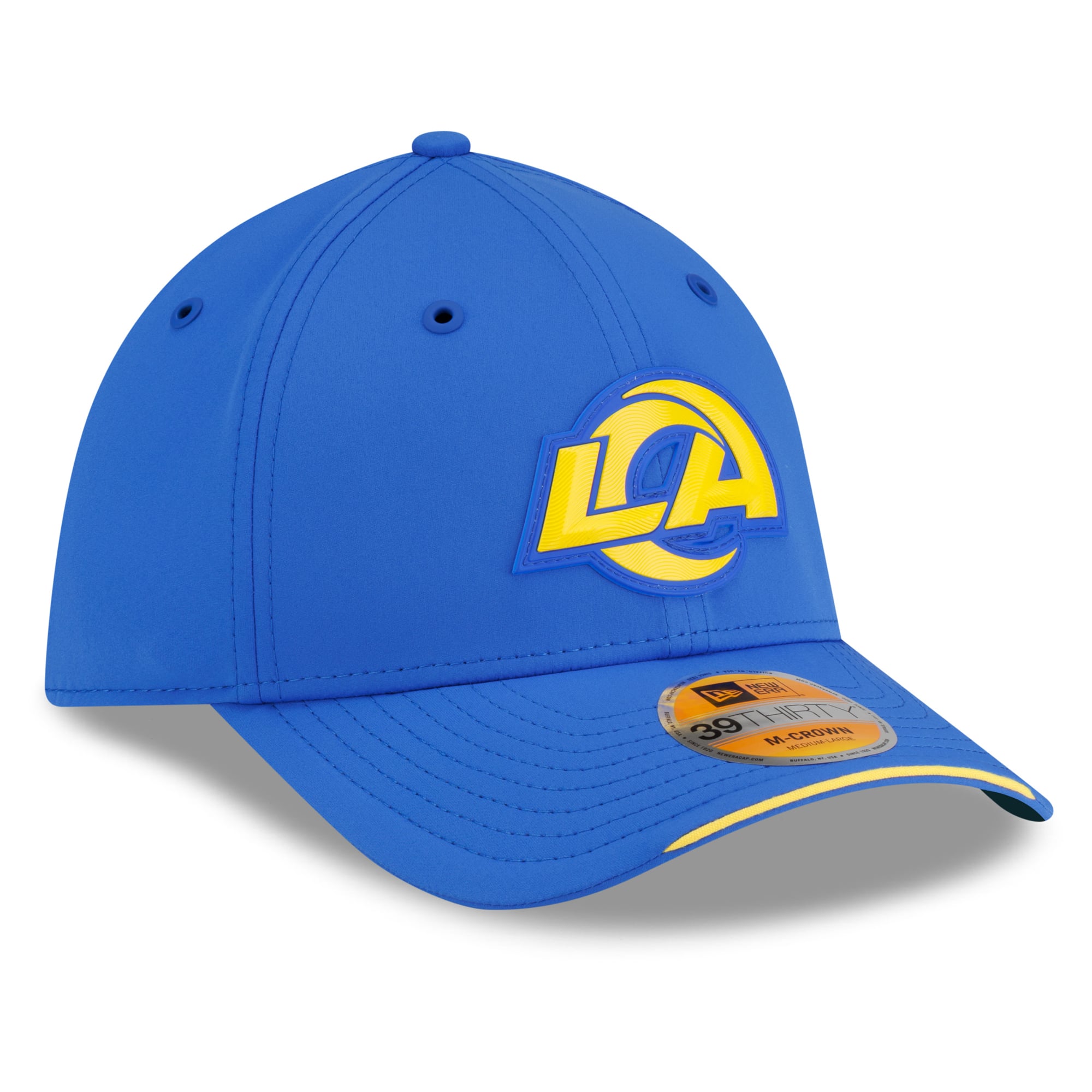 Casquette New Era Royal Los Angeles Rams 2026 Sideline 39THIRTY M-Crown Flex pour homme