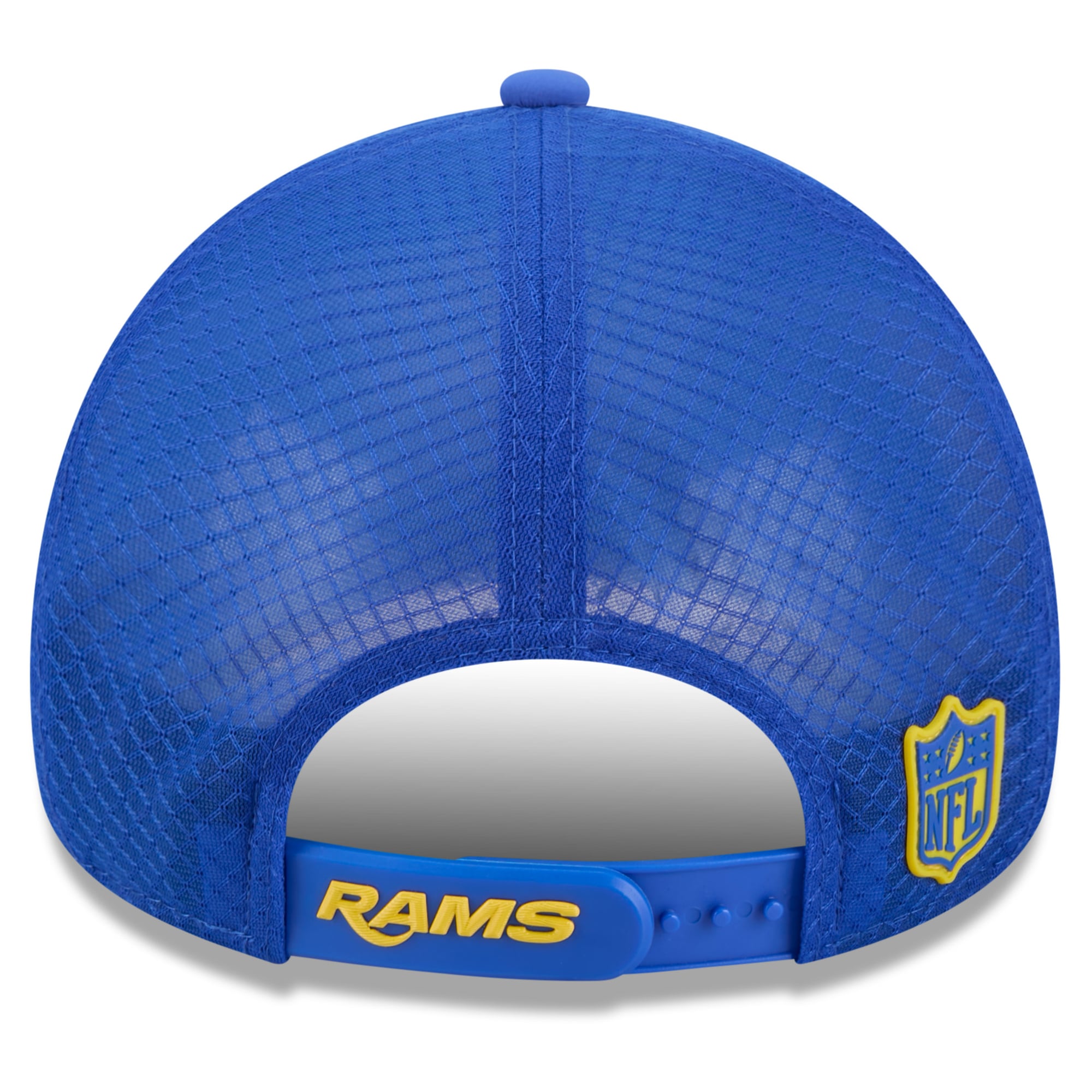 Men's New Era Royal Los Angeles Rams 2026 Sideline Apex 9FORTY Adjustable Trucker Hat