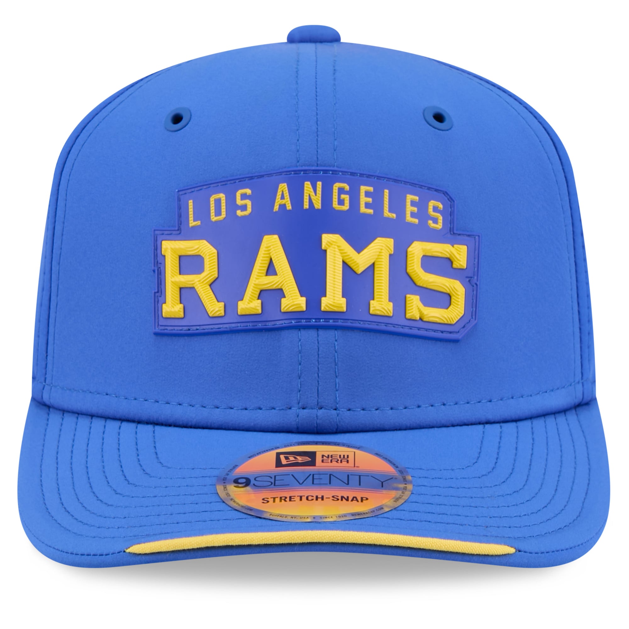 Casquette ajustable New Era Royal Los Angeles Rams 2026 Sideline Throwback 9SEVENTY pour homme